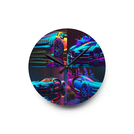 Acrylic Wall Clock Bugatti Neon Chiron 5