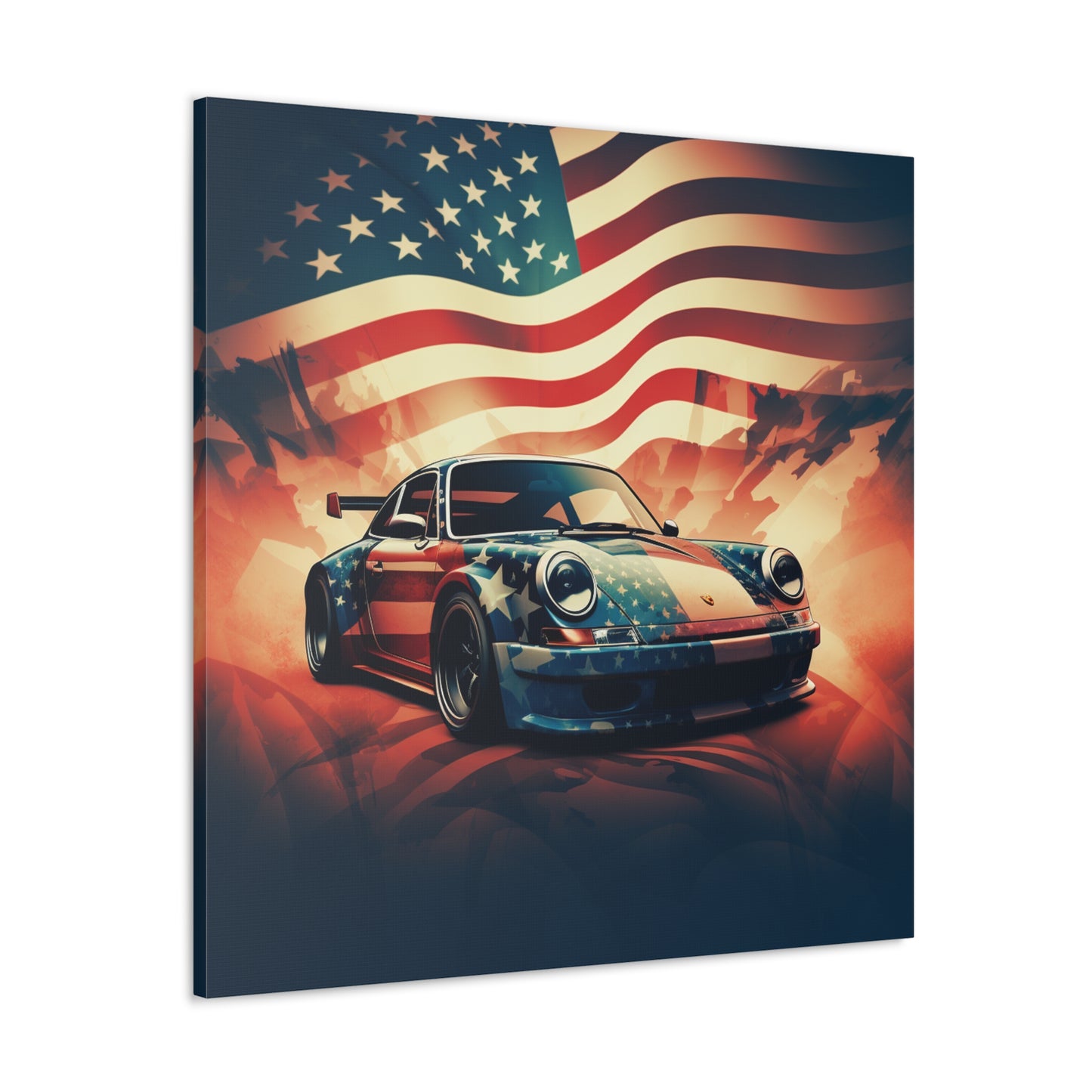 Canvas Gallery Wraps Abstract American Flag Background Porsche 4