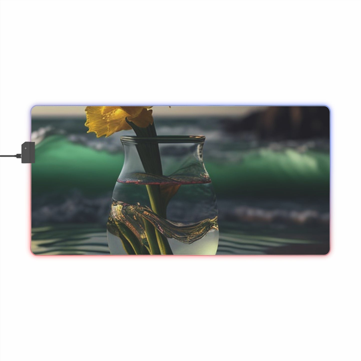 LED Gaming Mouse Pad Yellow Gladiolus glass 1