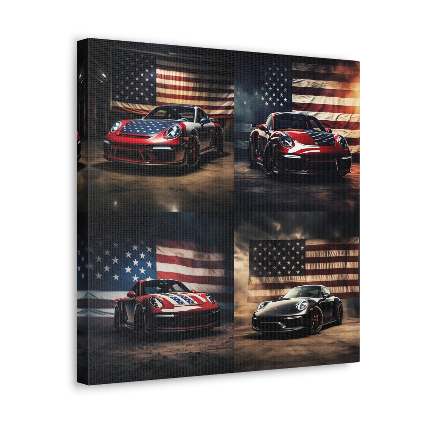 Canvas Gallery Wraps American Flag Background Porsche 5