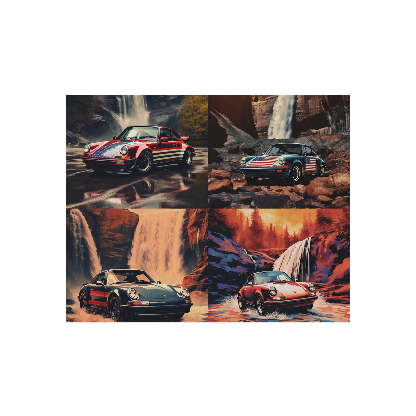 Outdoor Rug  American Flag Porsche Abstract 5