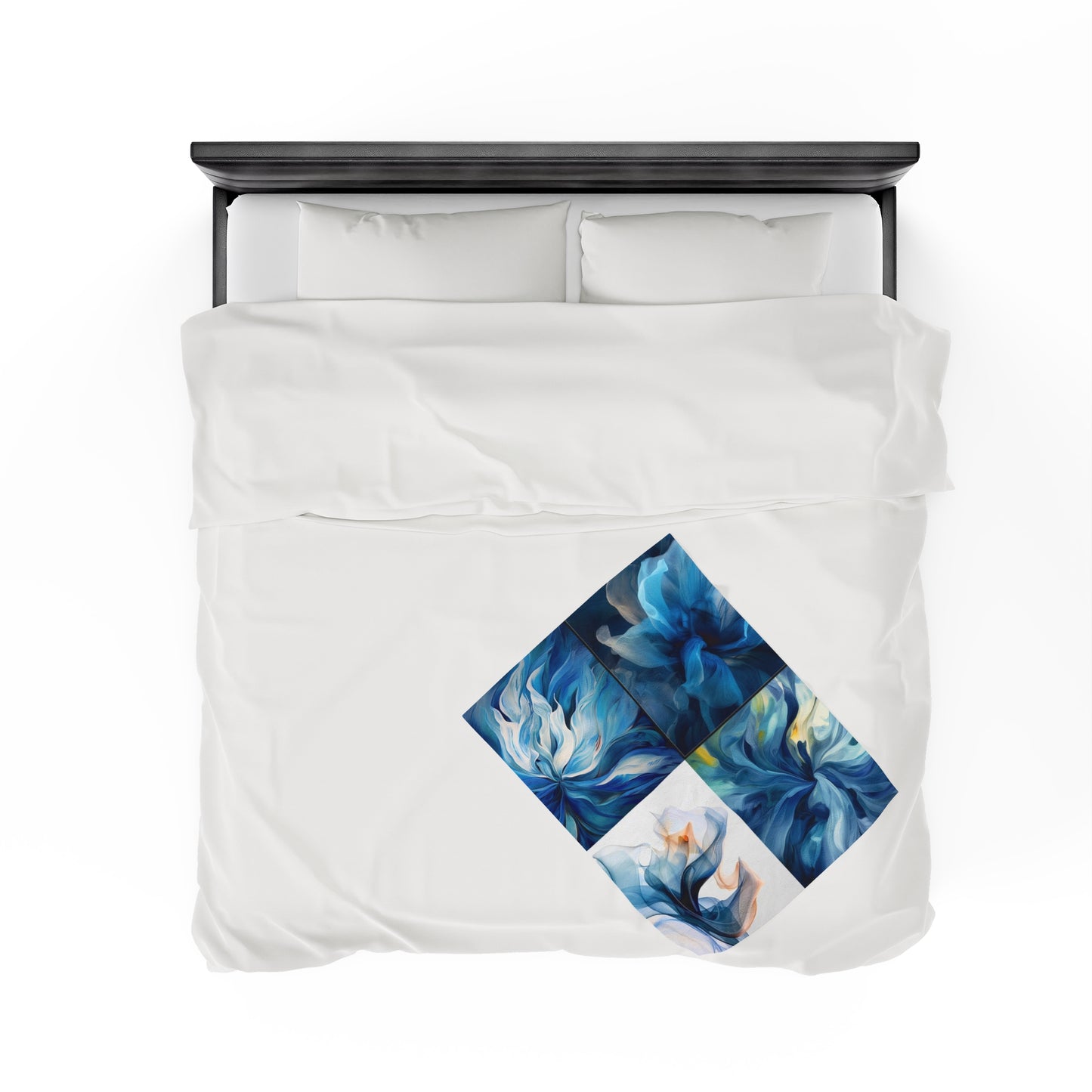 Velveteen Plush Blanket Blue Tluip Abstract 5