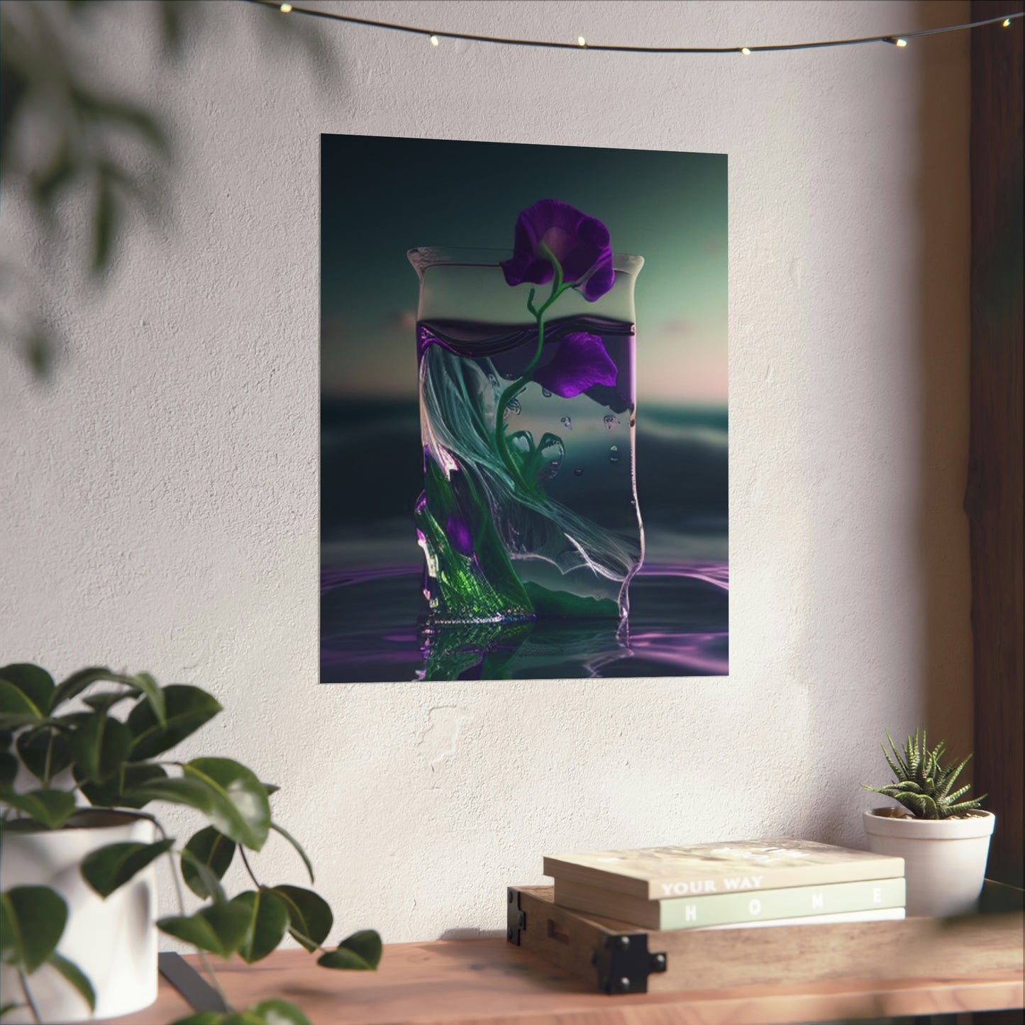 Premium Matte Vertical Posters Purple Sweet pea in a vase 3