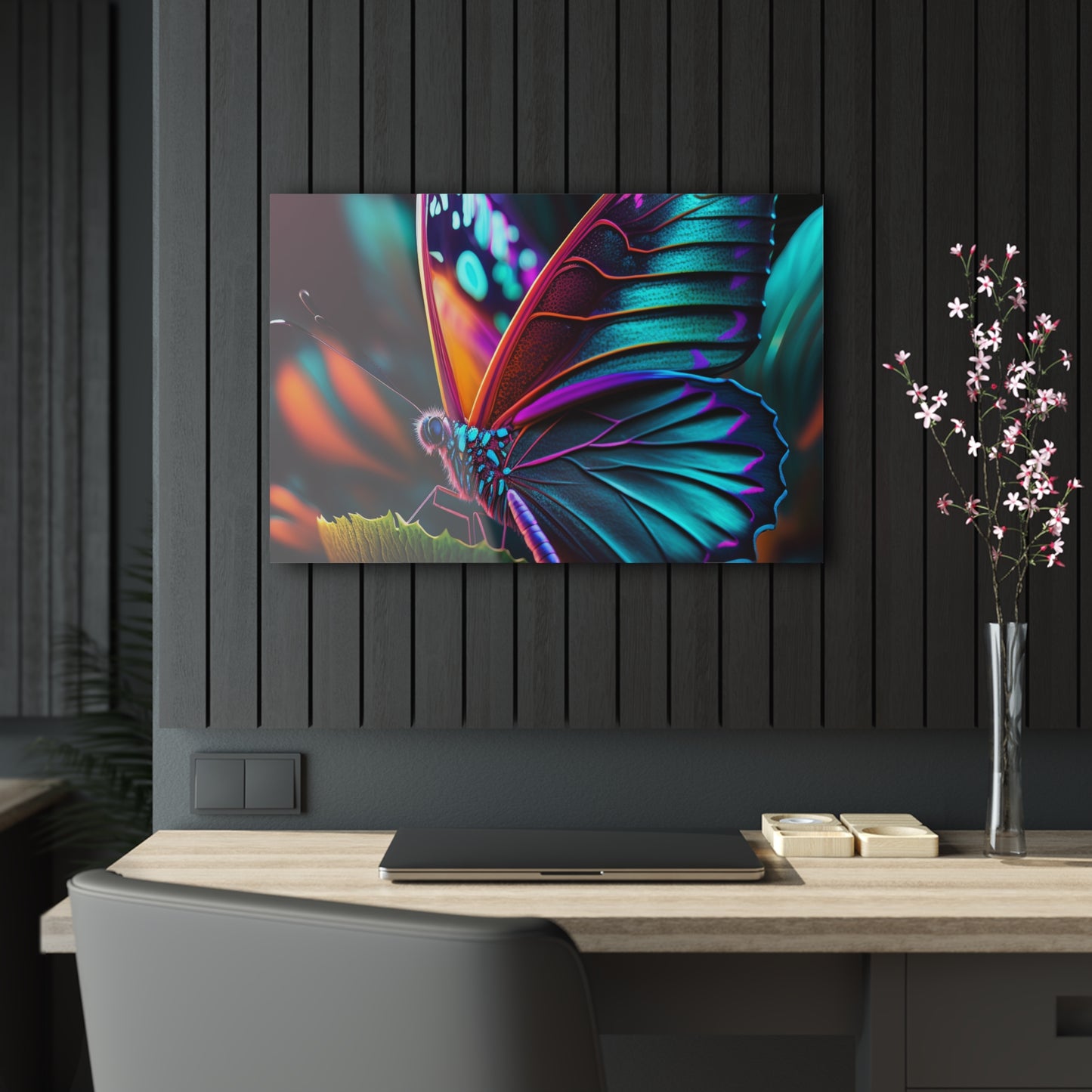 Acrylic Prints Neon Butterfly Macro 1