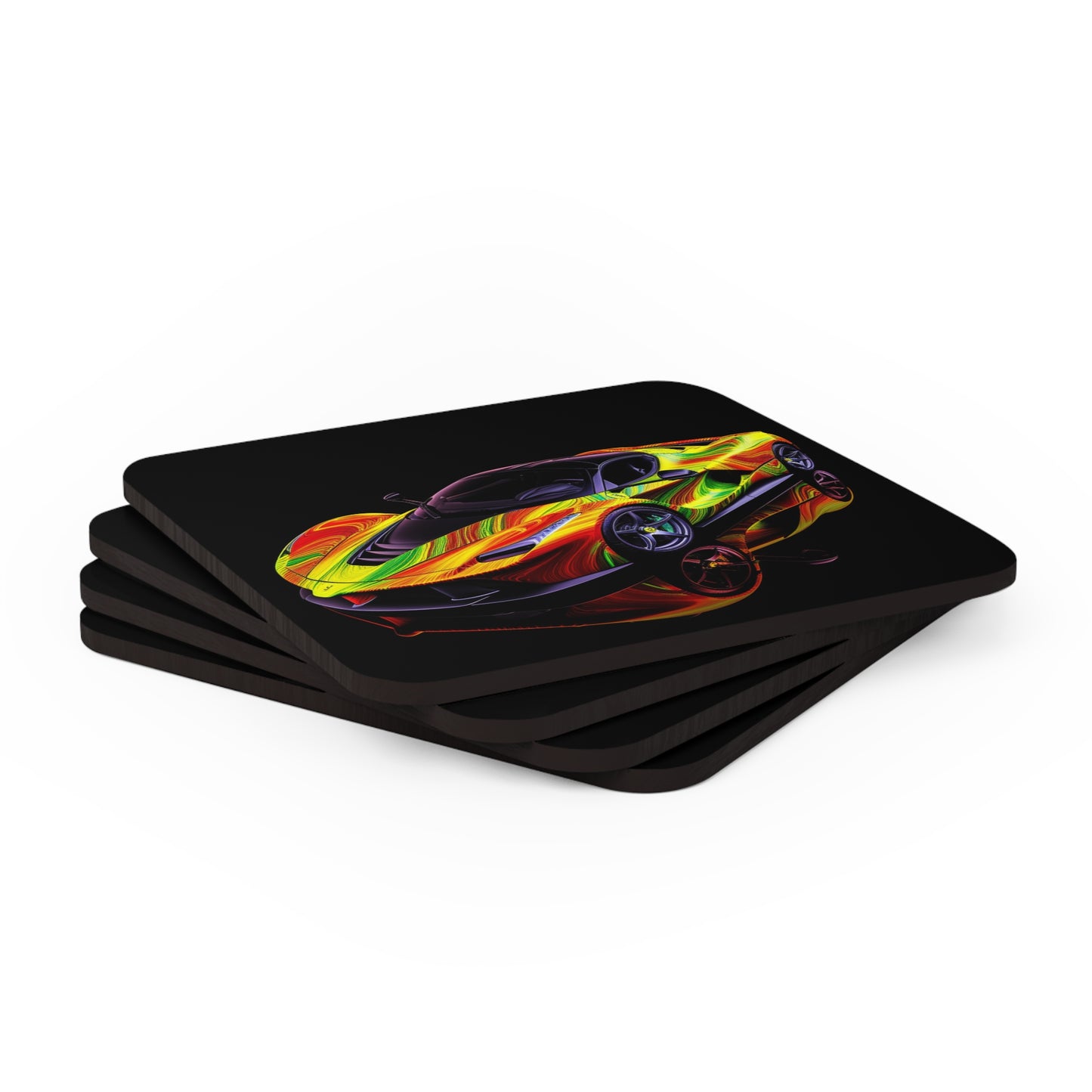 Corkwood Coaster Set Ferrari Neon 4