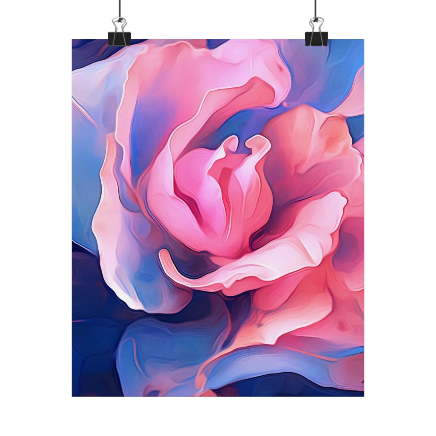 Premium Matte Vertical Posters Pink & Blue Tulip Rose 1