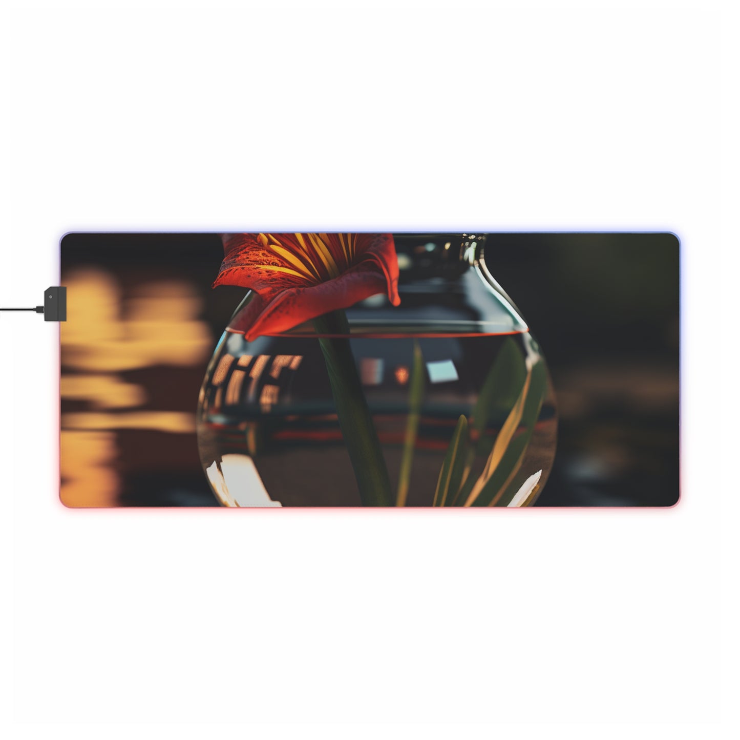 LED Gaming Mouse Pad Red Lily in a Glass vase 2