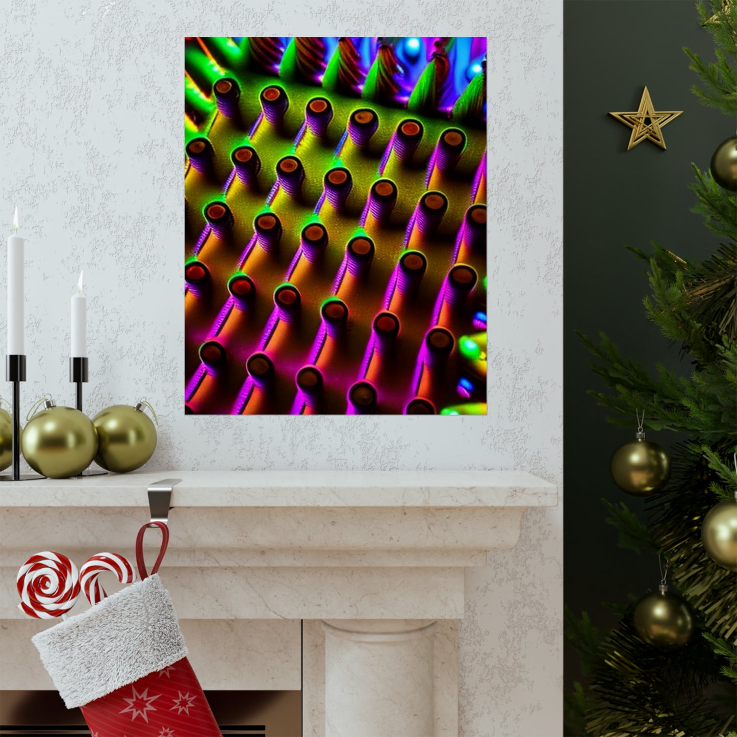 posters Macro Cactus neon square 1