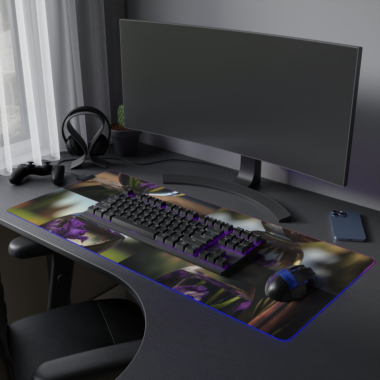 LED Gaming Mouse Pad Purple Iris in a vase 5