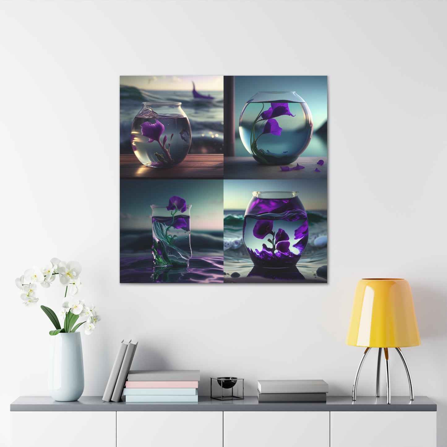 Canvas Gallery Wraps Purple Sweet pea in a vase 5