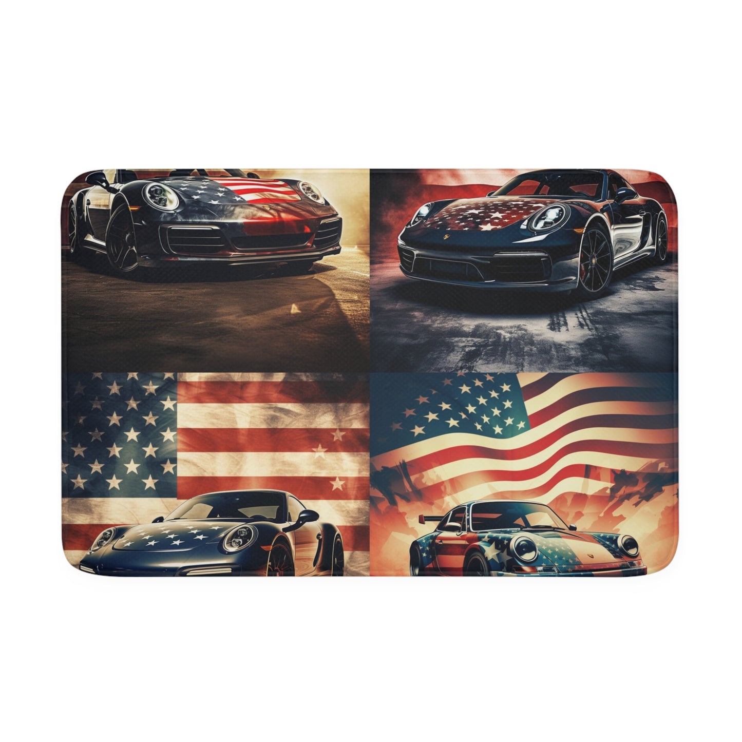 Memory Foam Bath Mat Abstract American Flag Background Porsche 5