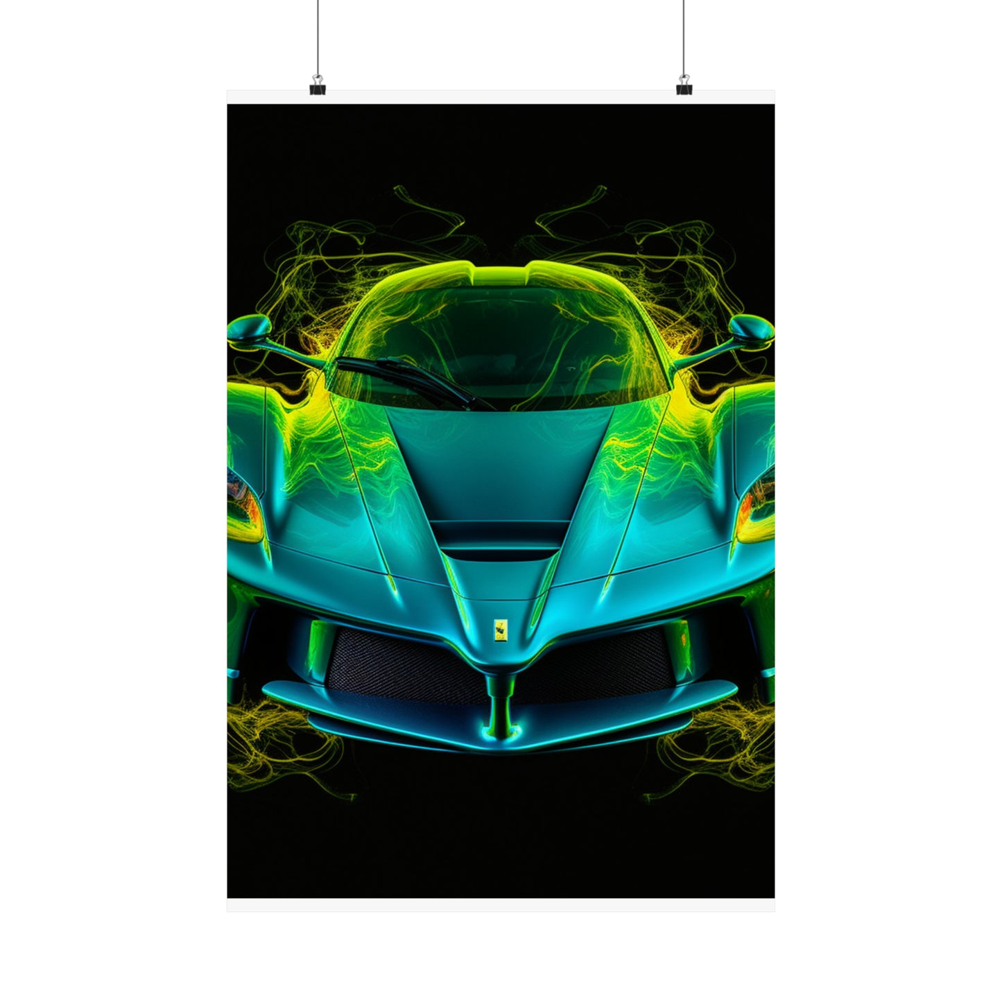 Premium Matte Vertical Posters Ferrari Neon 2