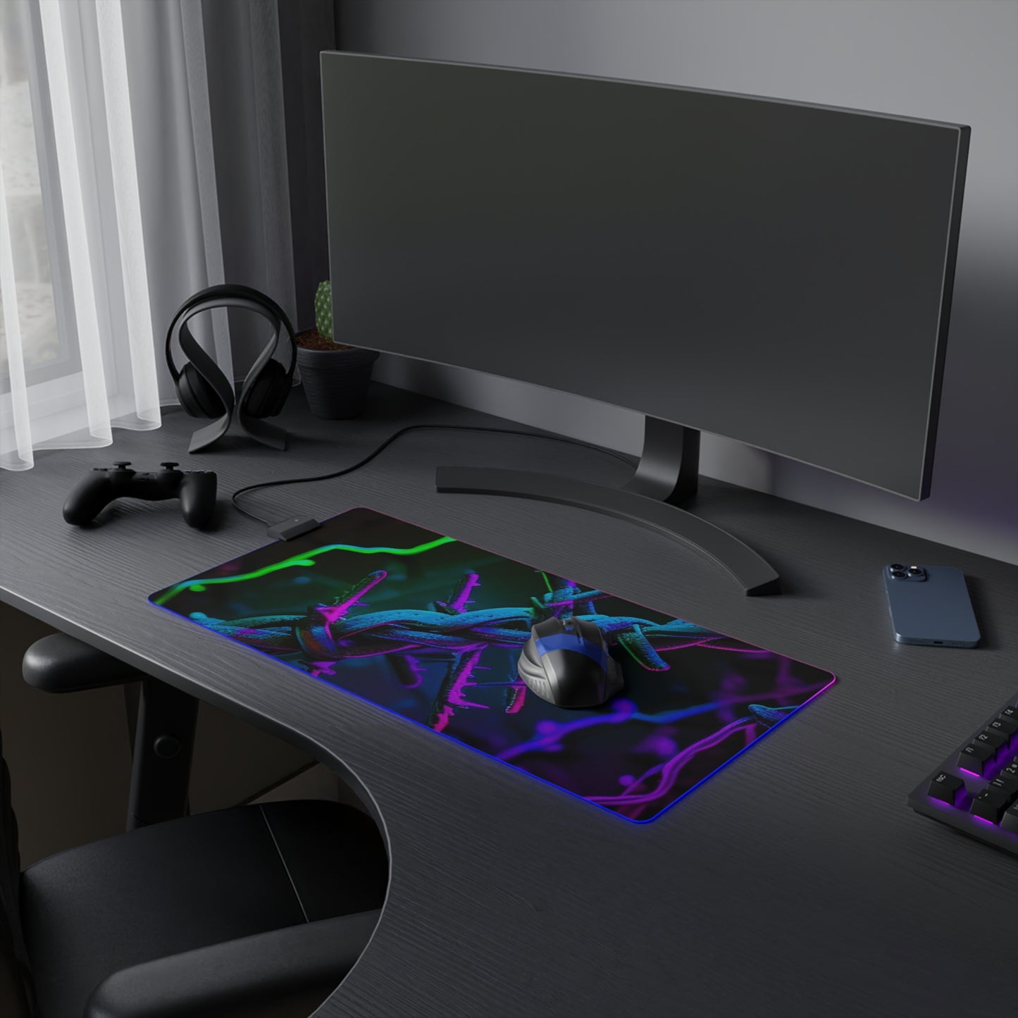 LED Gaming Mouse Pad Macro Neon Barbs 4