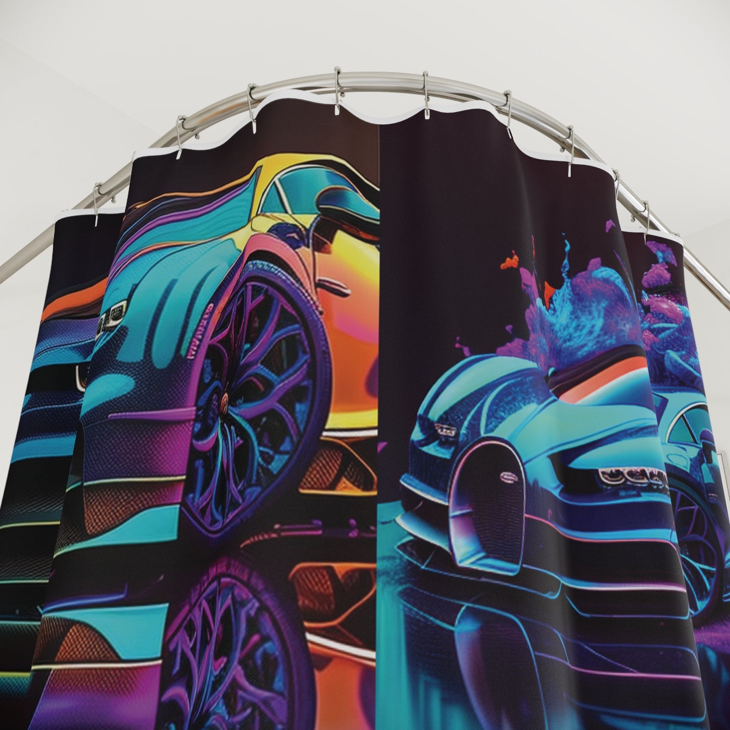 Polyester Shower Curtain Bugatti Neon Chiron 5