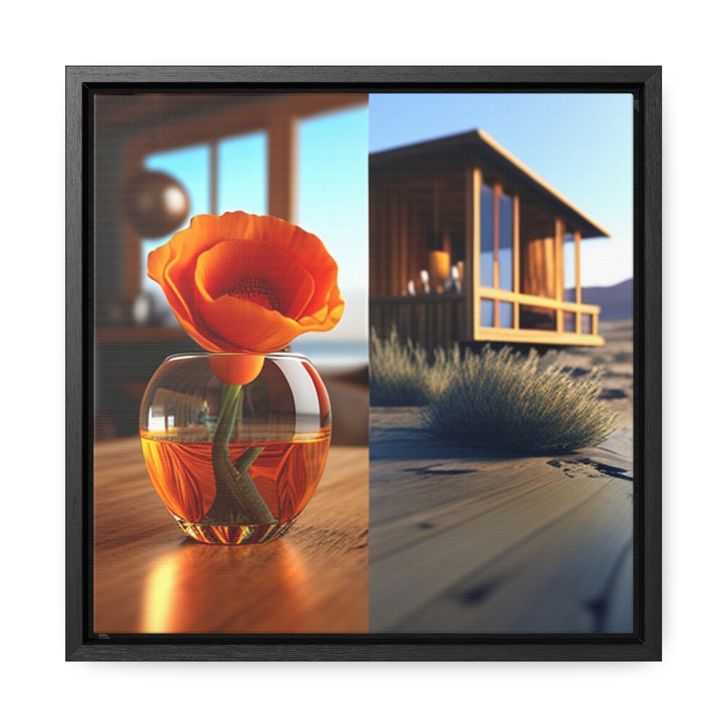 Gallery Canvas Wraps, Square Frame Poppy in a Glass Vase 3