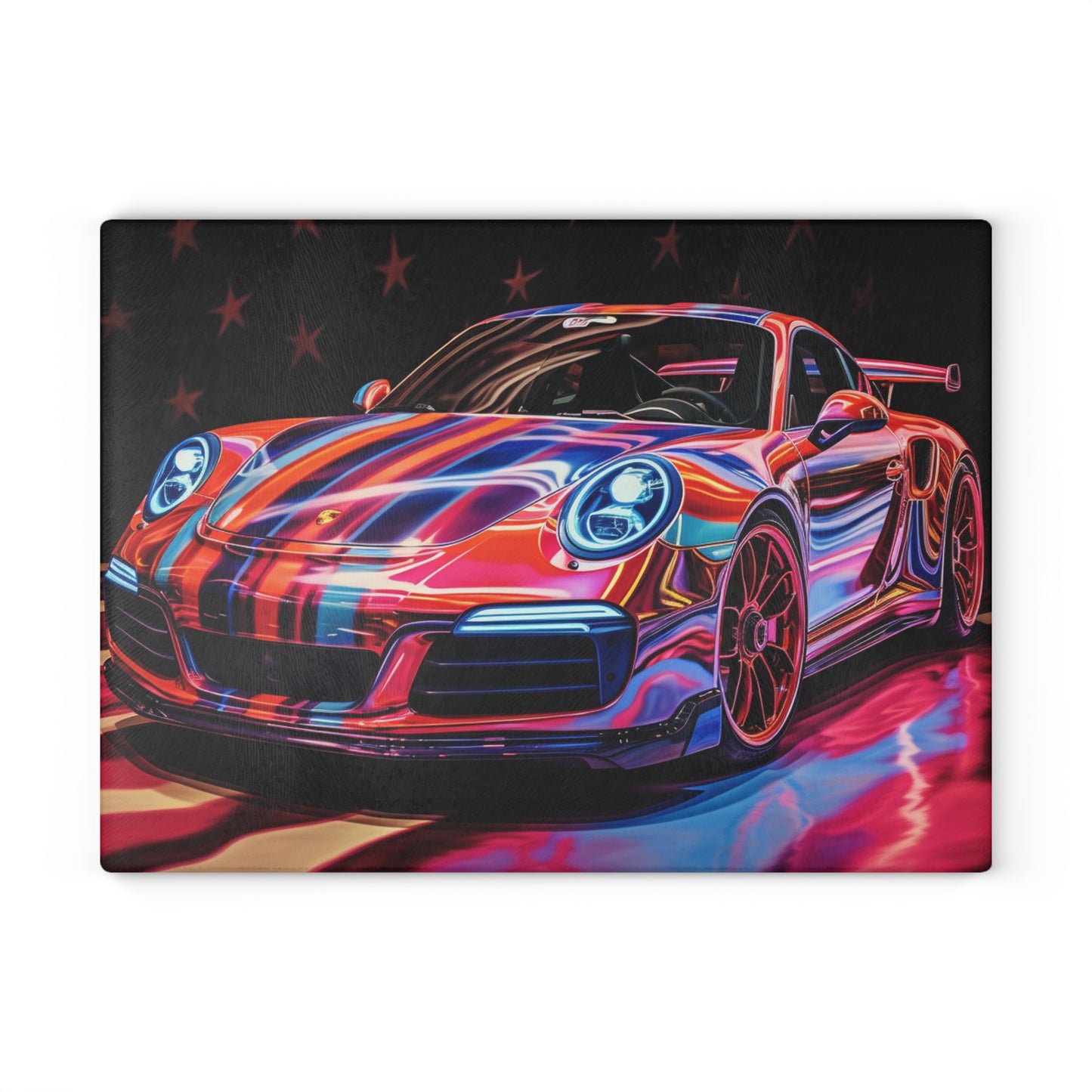 Glass Cutting Board Macro American Flag Porsche 4