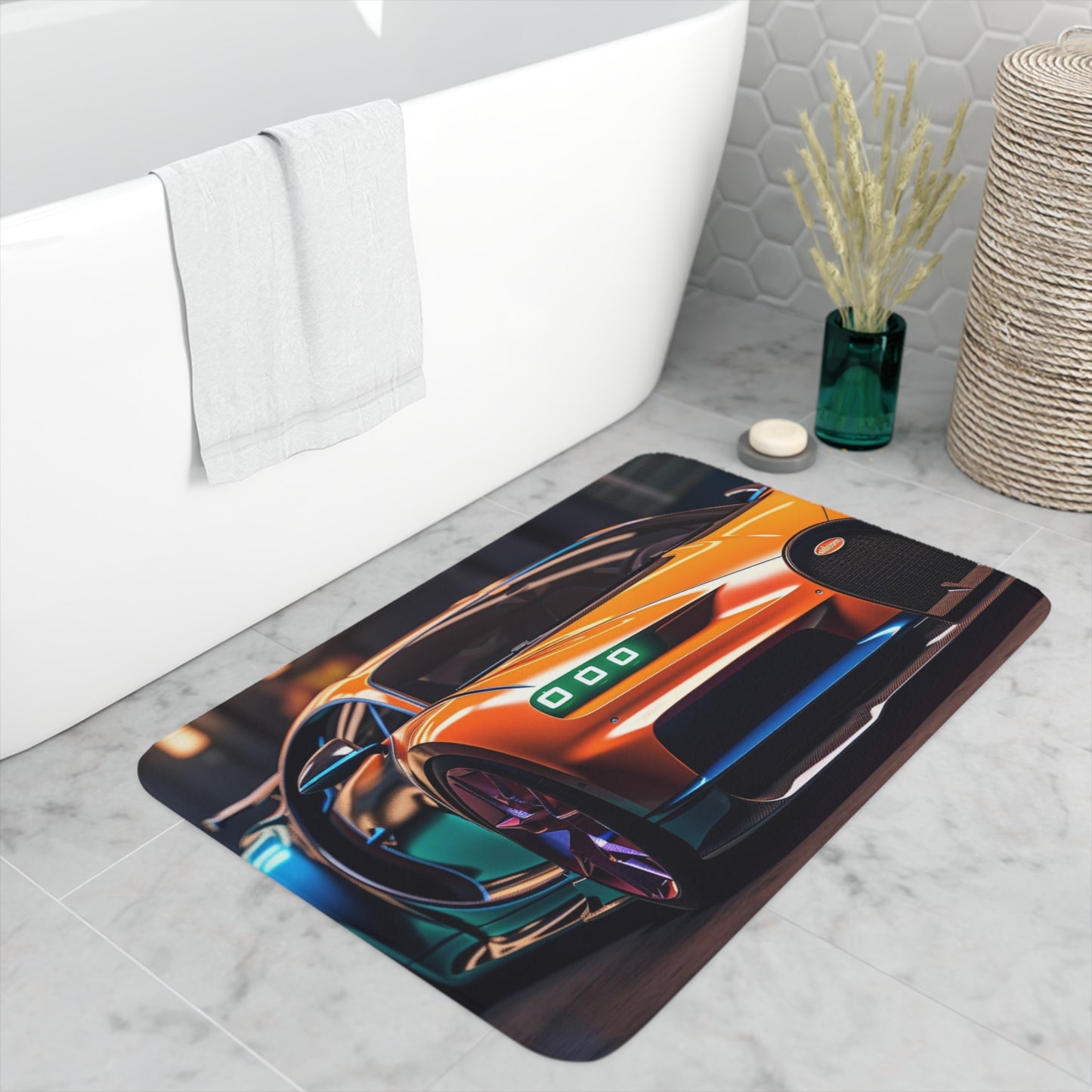 Memory Foam Bath Mat Hyper Bugatti Neon Chiron 1