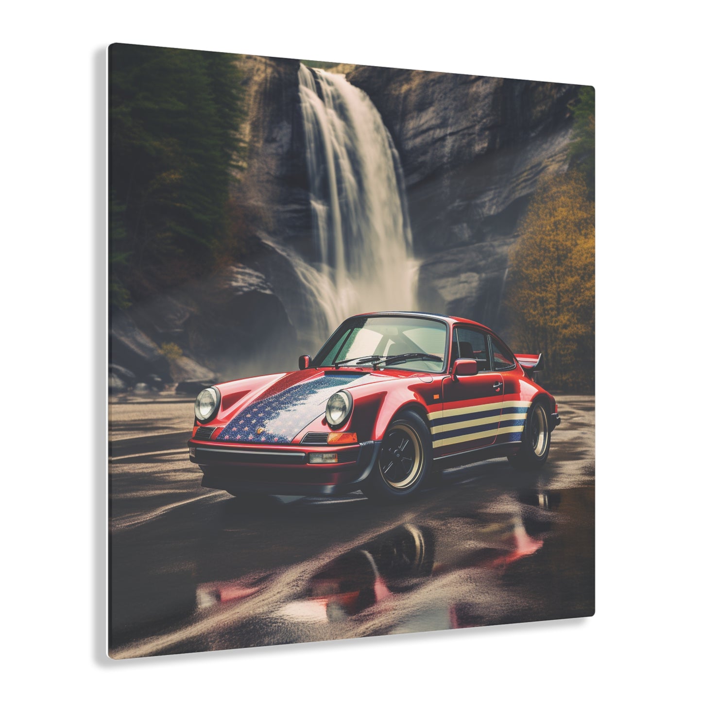 Acrylic Prints American Flag Porsche Abstract 1