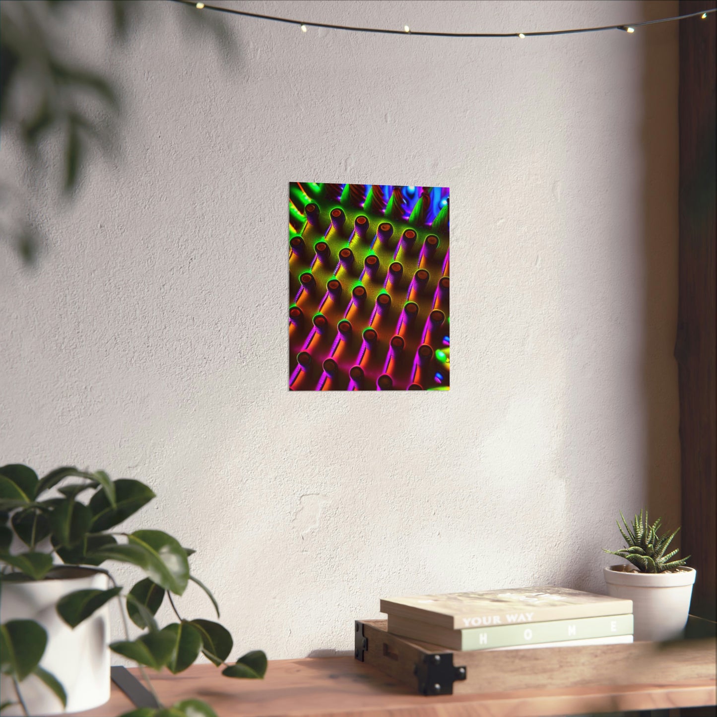 posters Macro Cactus neon square 1