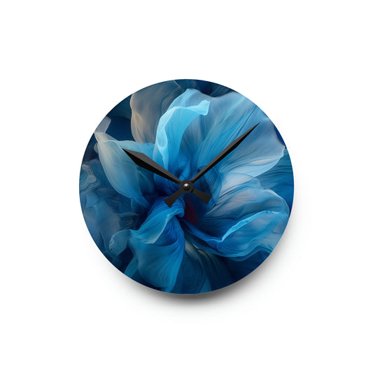 Acrylic Wall Clock Blue Tluip Abstract 2