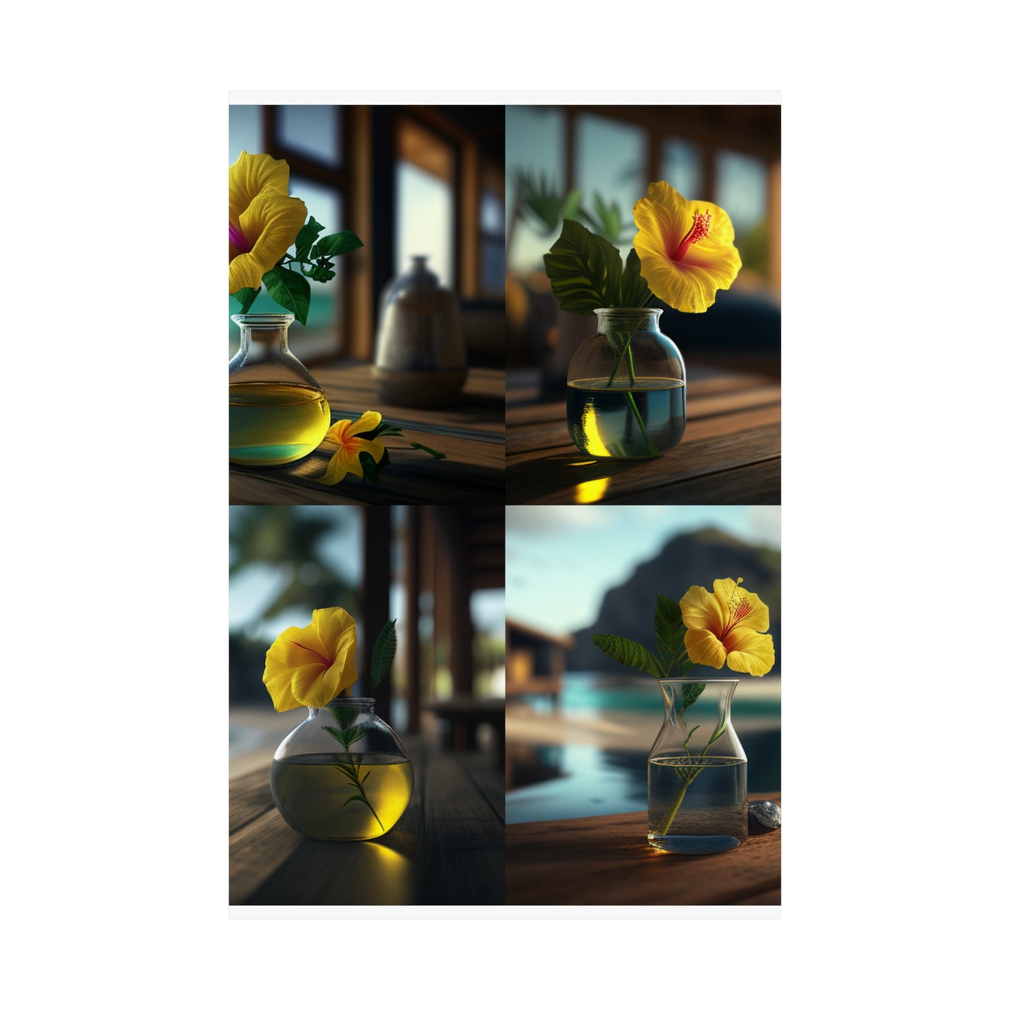 Premium Matte Vertical Posters Yellow Hibiscus Wood 5