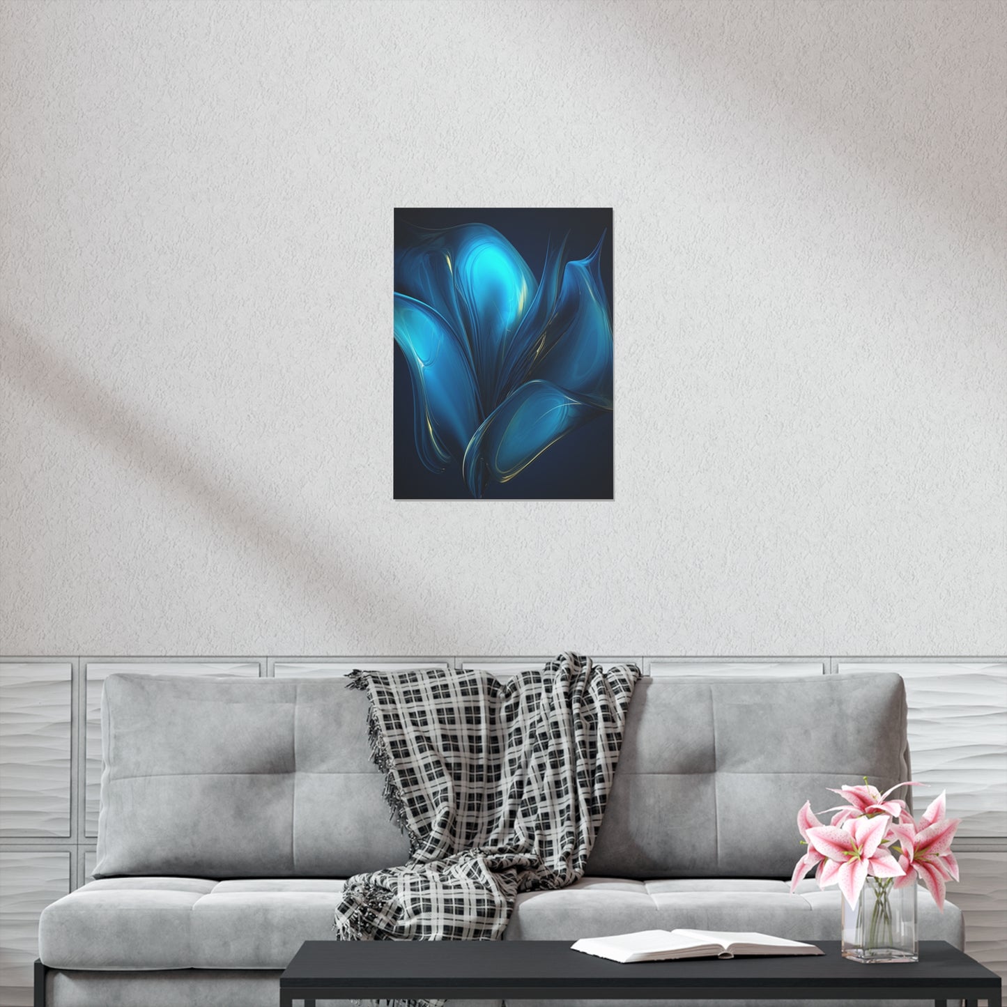 Premium Matte Vertical Posters Abstract Blue Tulip 2