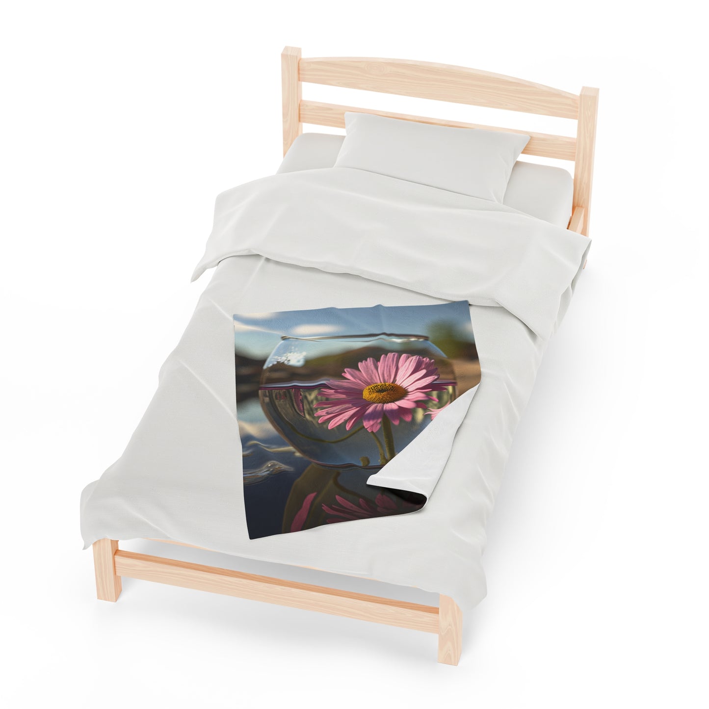 Velveteen Plush Blanket Daisy in a vase 1