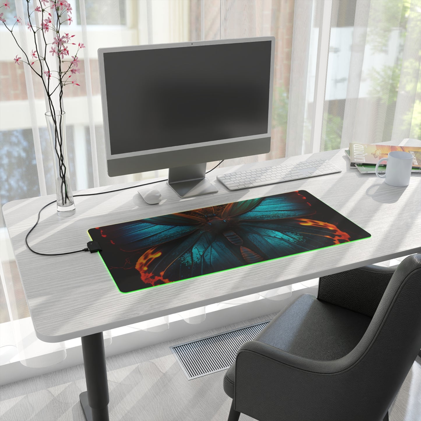 LED Gaming Mouse Pad Neon Butterfly Flair 3