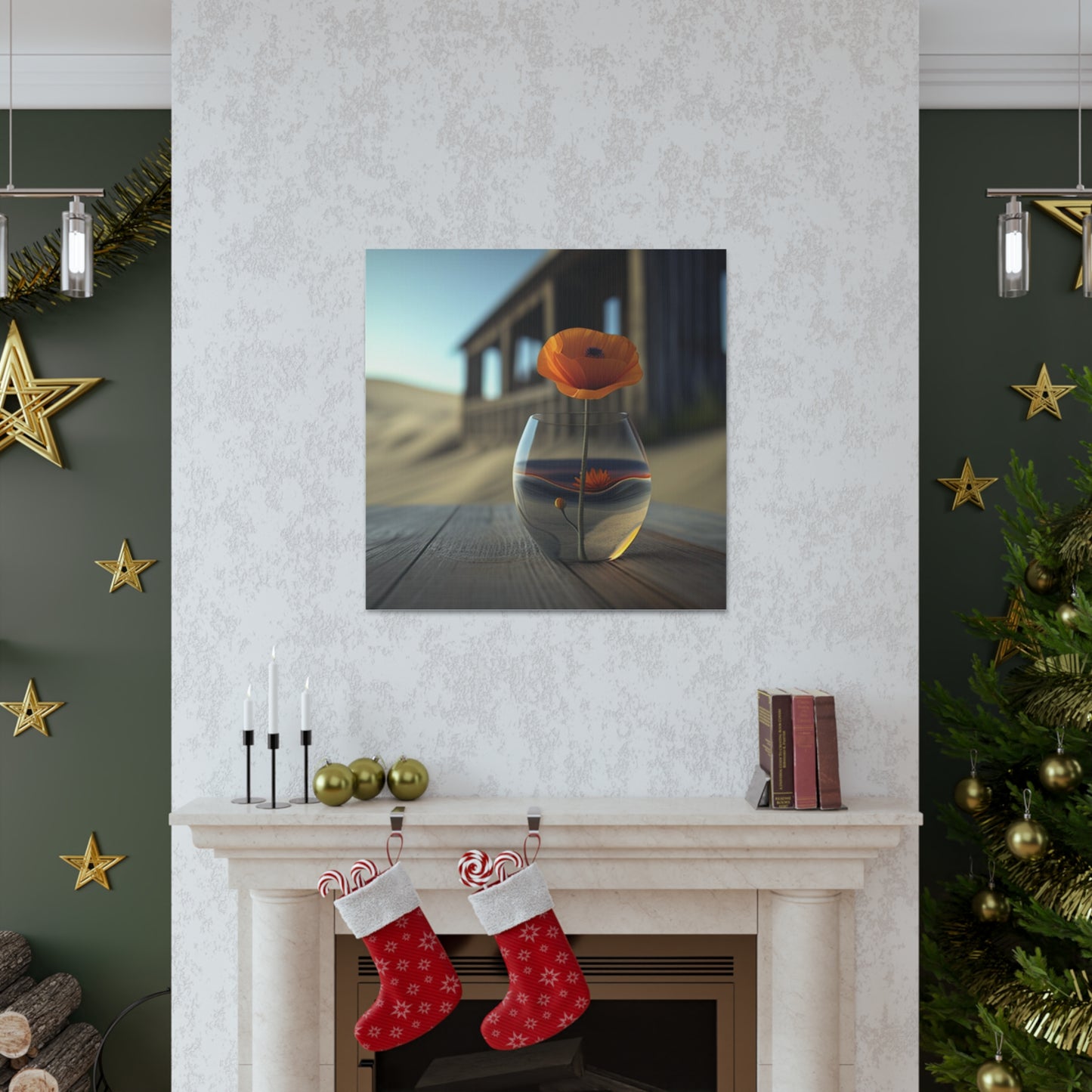 Canvas Gallery Wraps Poppy in a Glass Vase 4