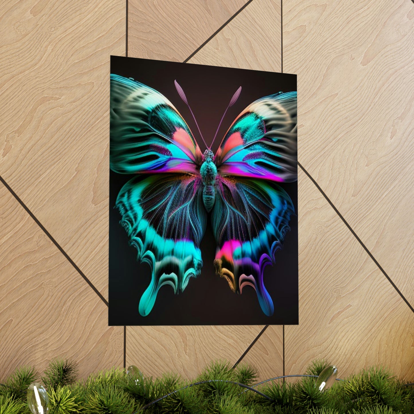 Premium Matte Vertical Posters Neon Butterfly Fusion 3