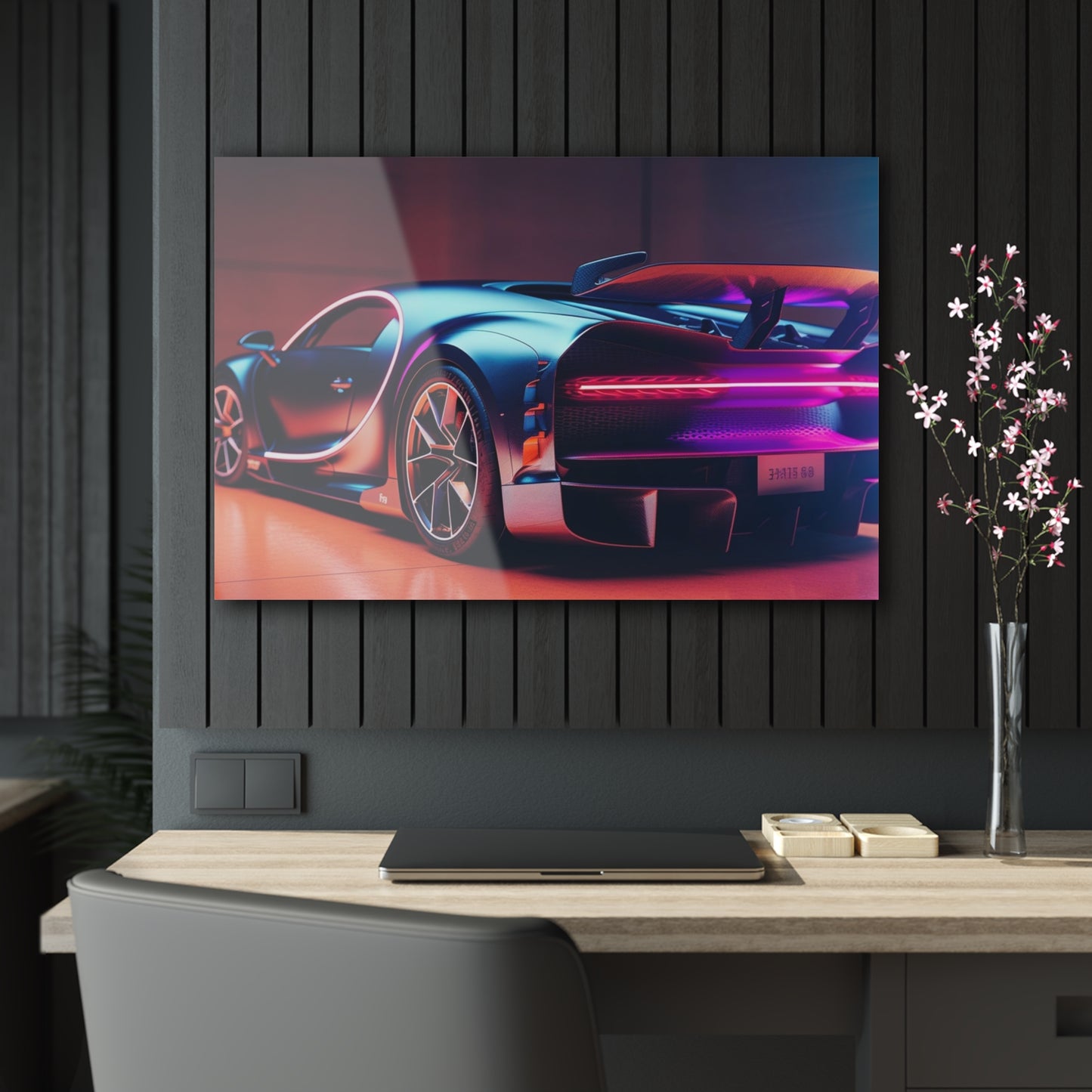 Acrylic Prints Hyper Bugatti Neon Chiron 2