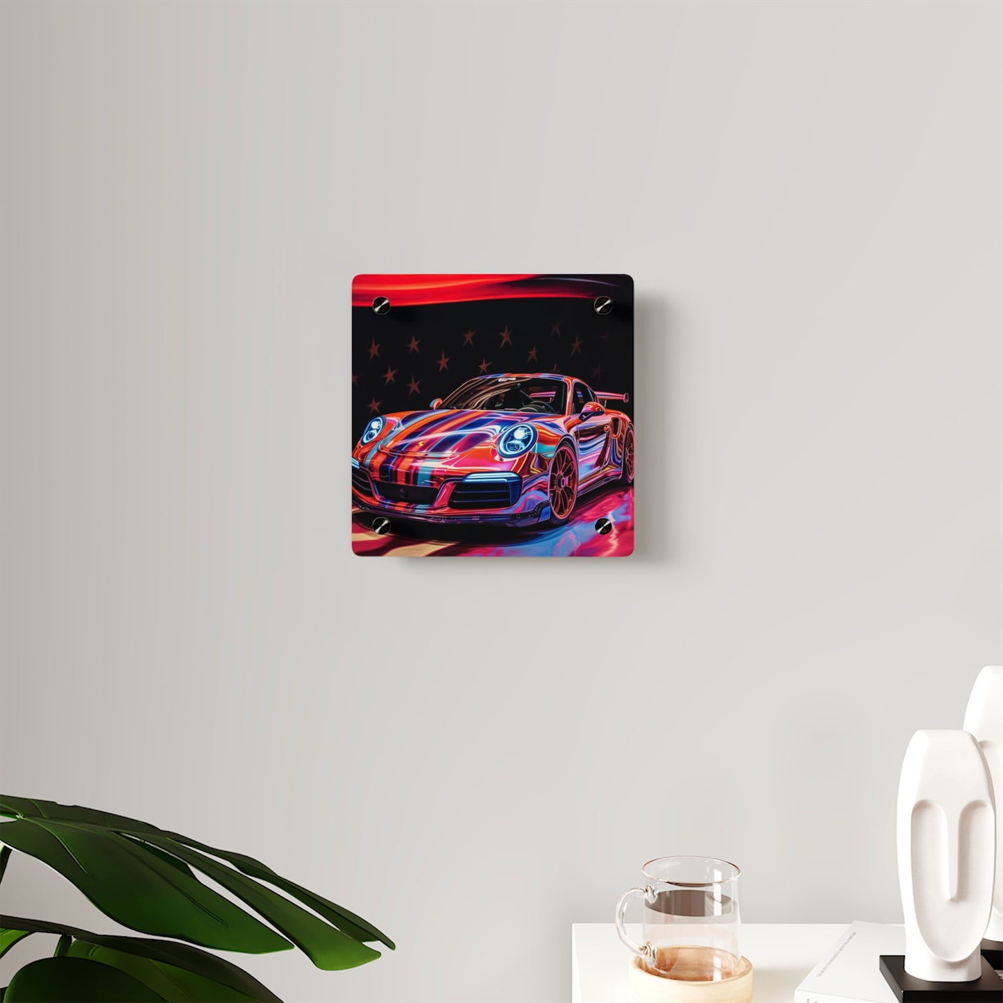 Acrylic Wall Art Panels American Flag Colored Porsche 2