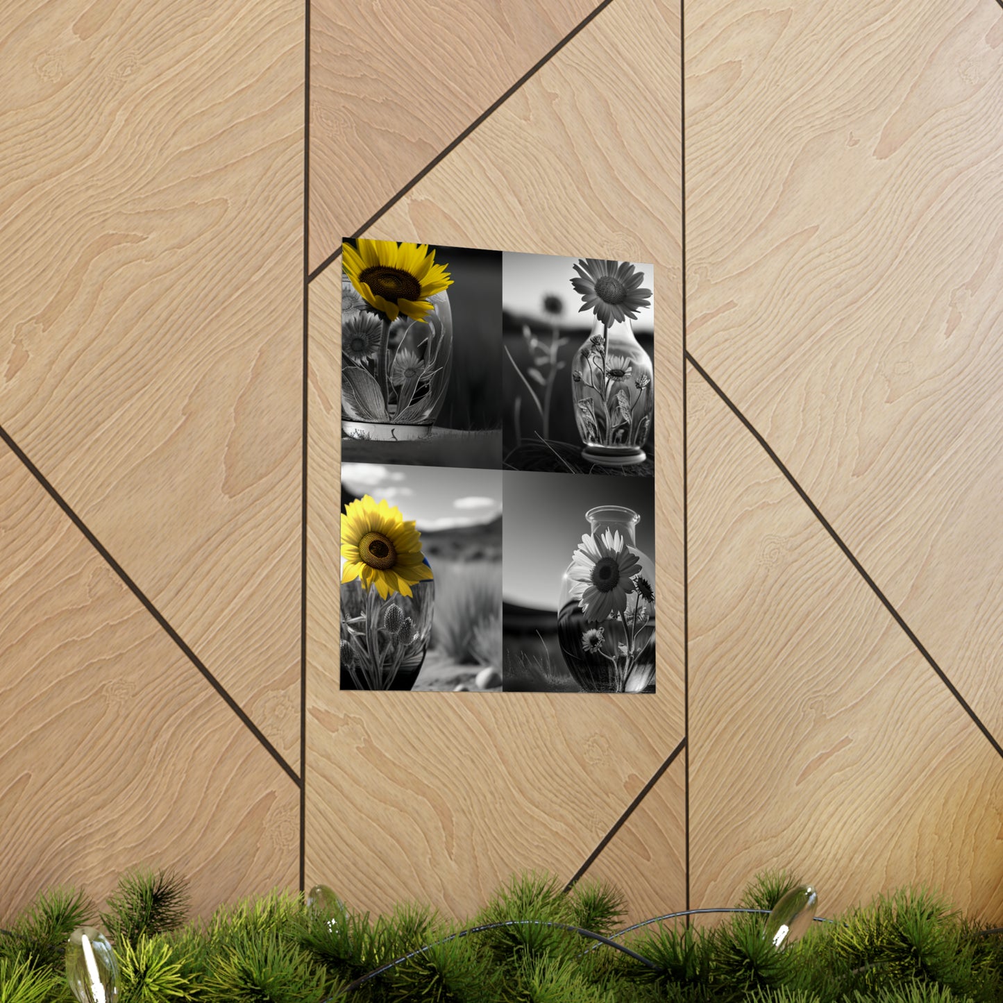 Premium Matte Vertical Posters Yellw Sunflower in a vase 5