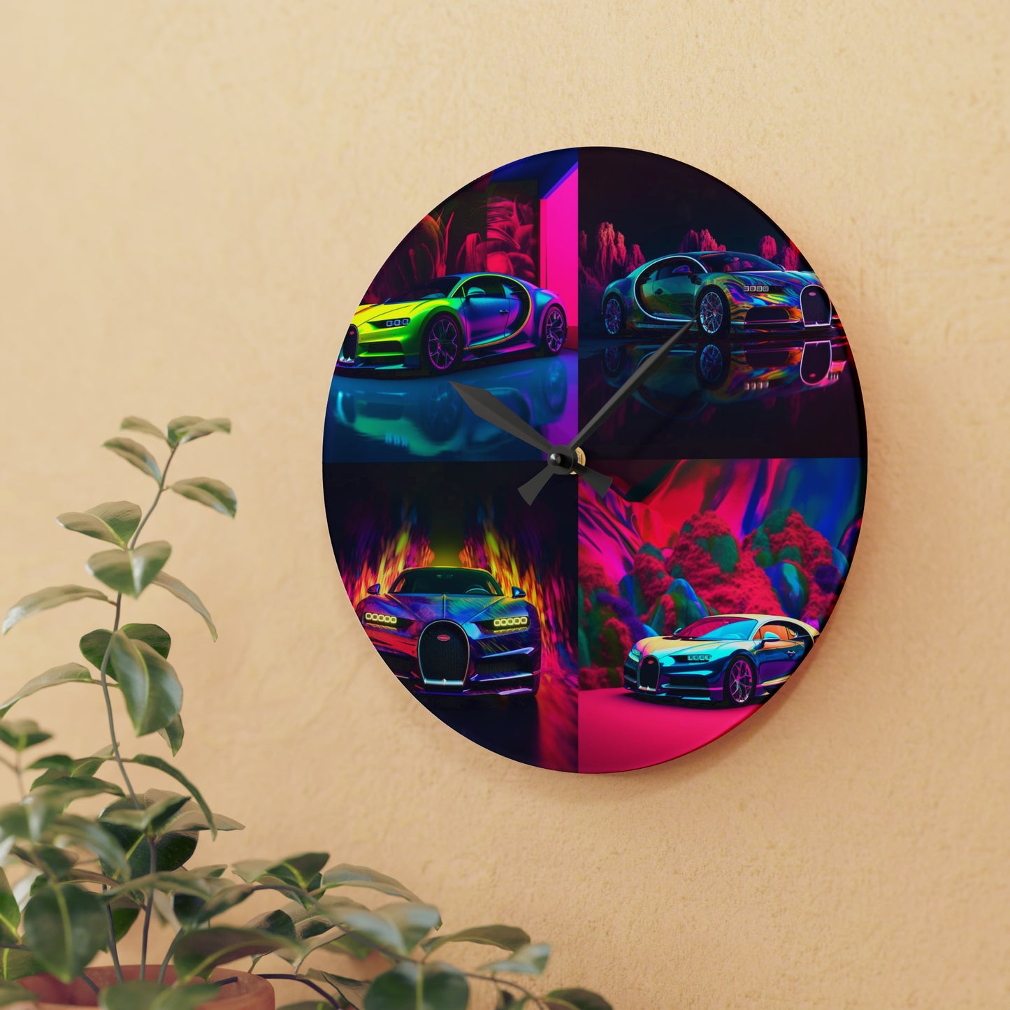 Acrylic Wall Clock Florescent Bugatti Flair 5