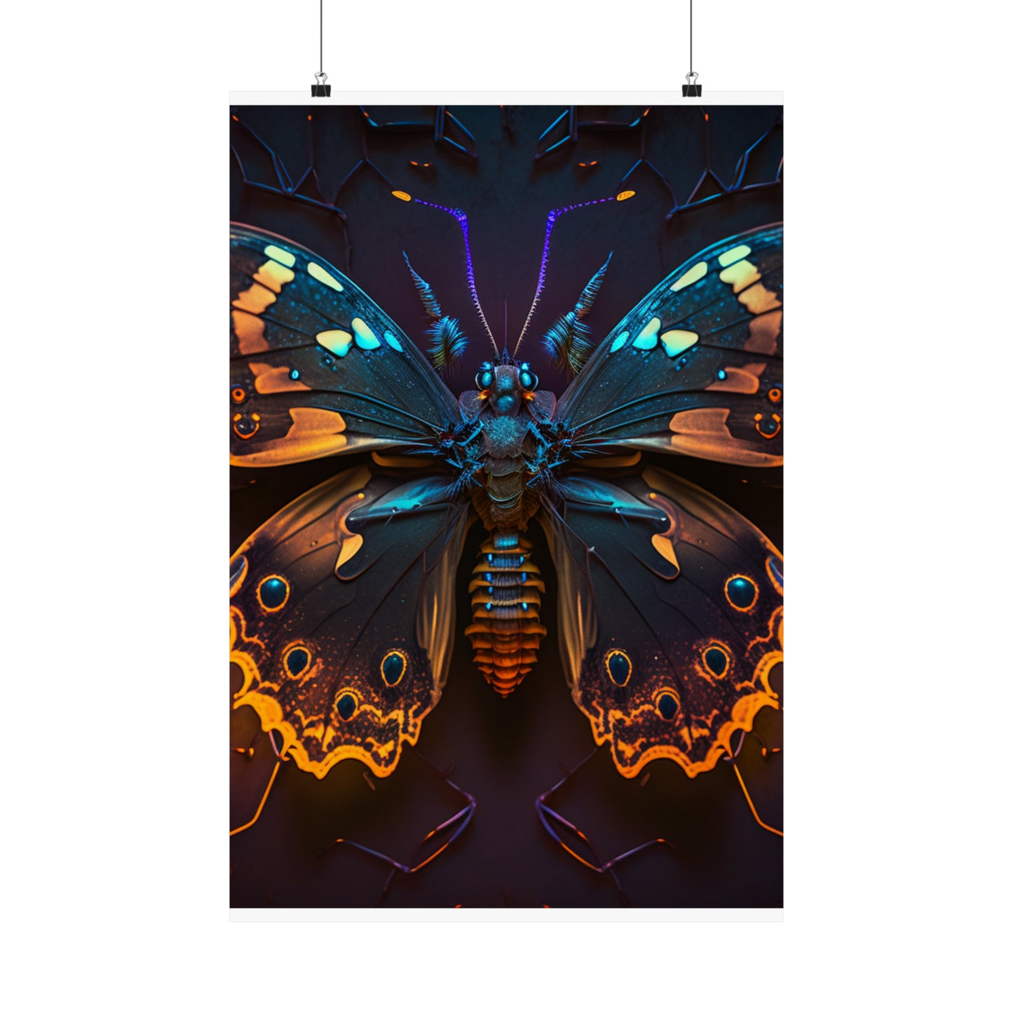 Premium Matte Vertical Posters Neon Hue Butterfly 2