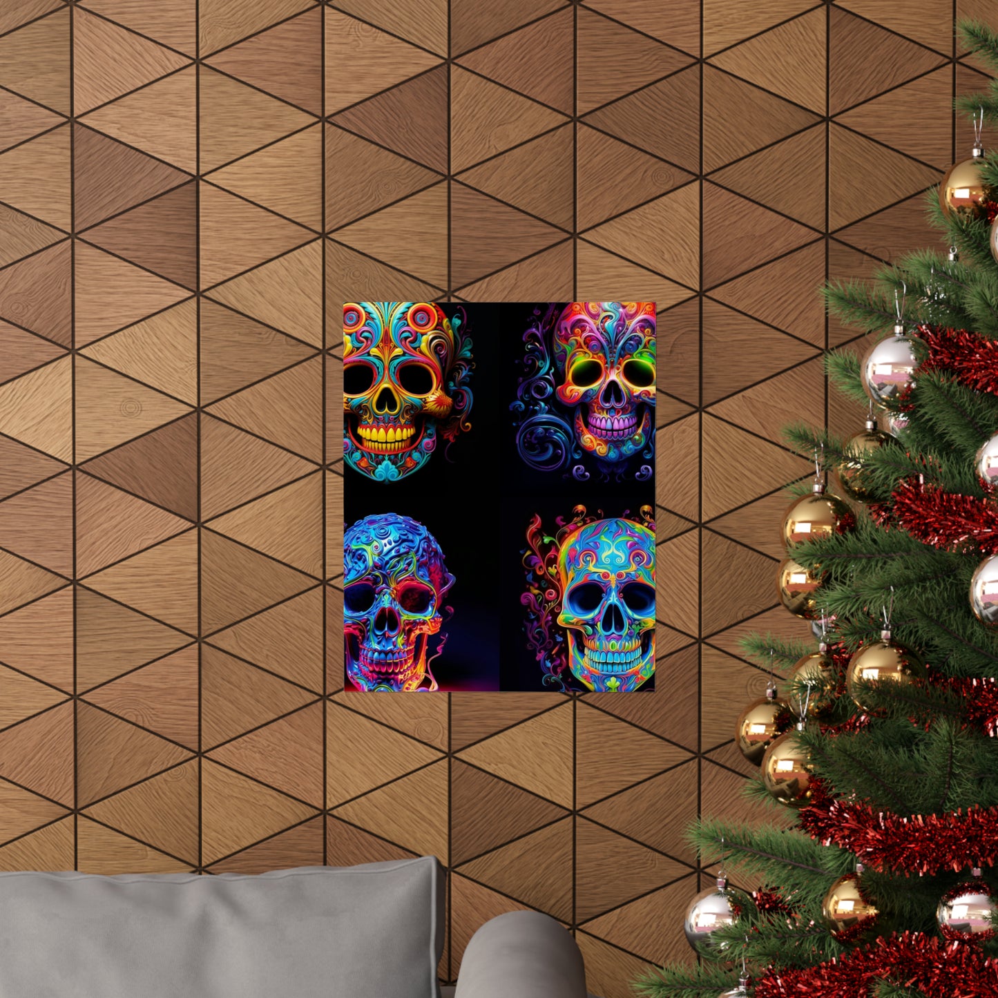Premium Matte Vertical Posters Macro Skull Color 5