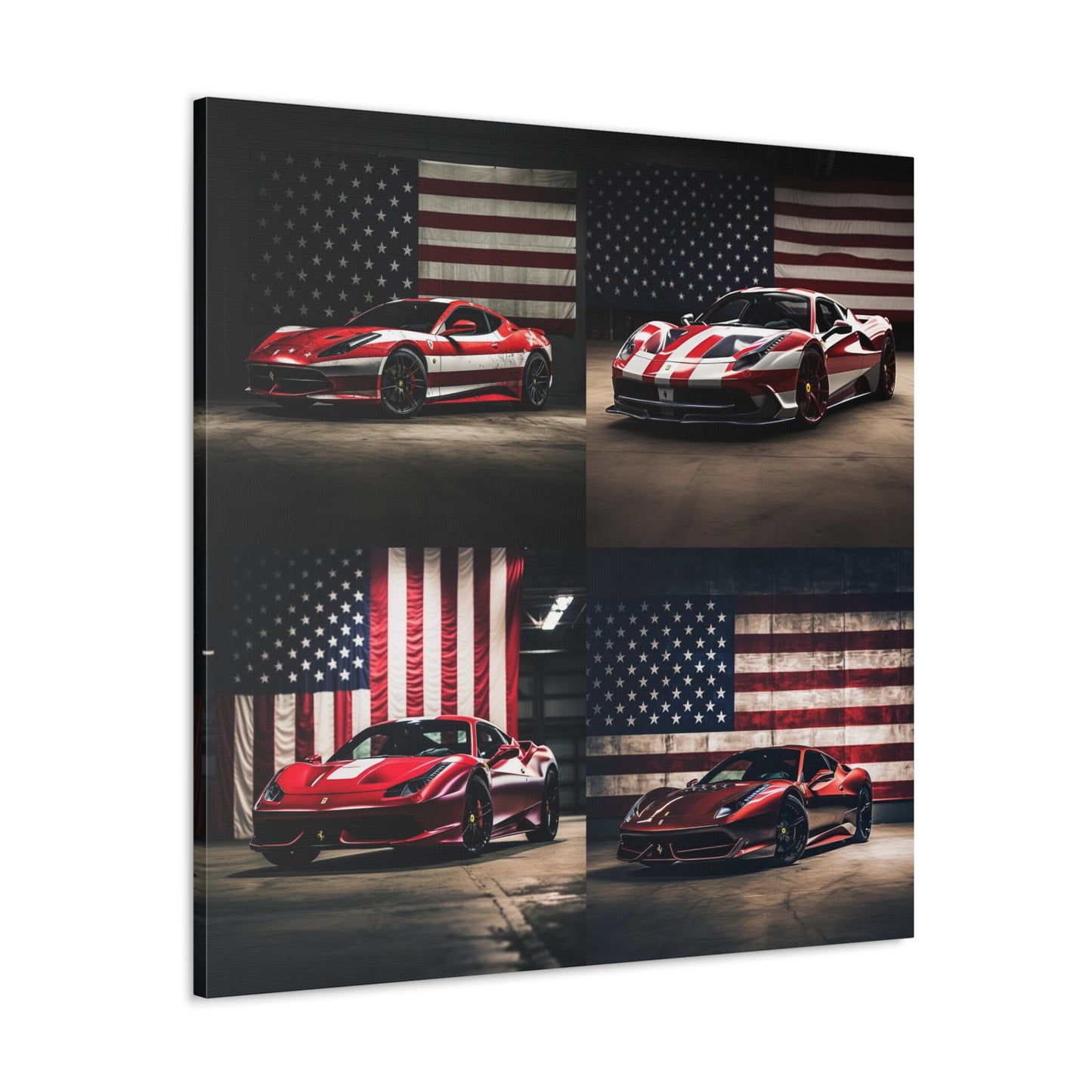 Canvas Gallery Wraps American Flag Background Ferrari 5