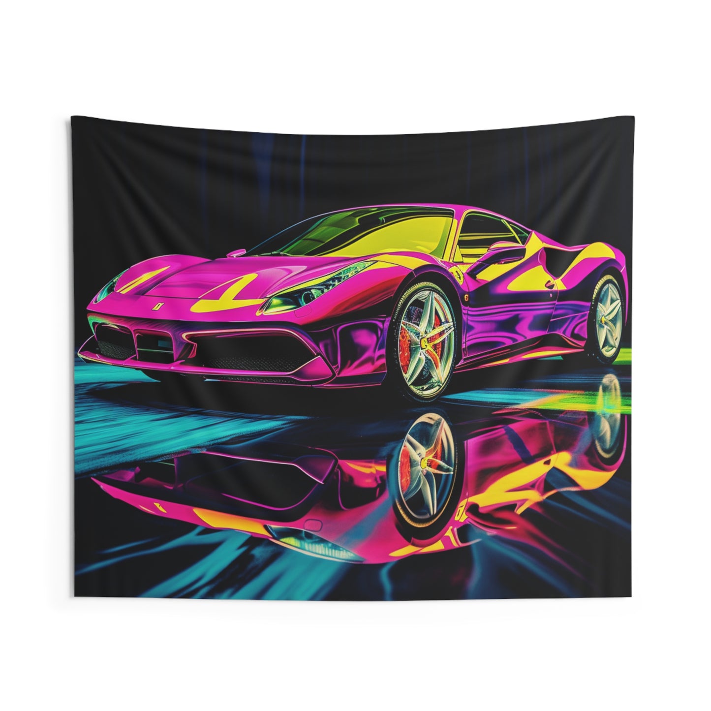 Indoor Wall Tapestries Pink Ferrari Macro 3