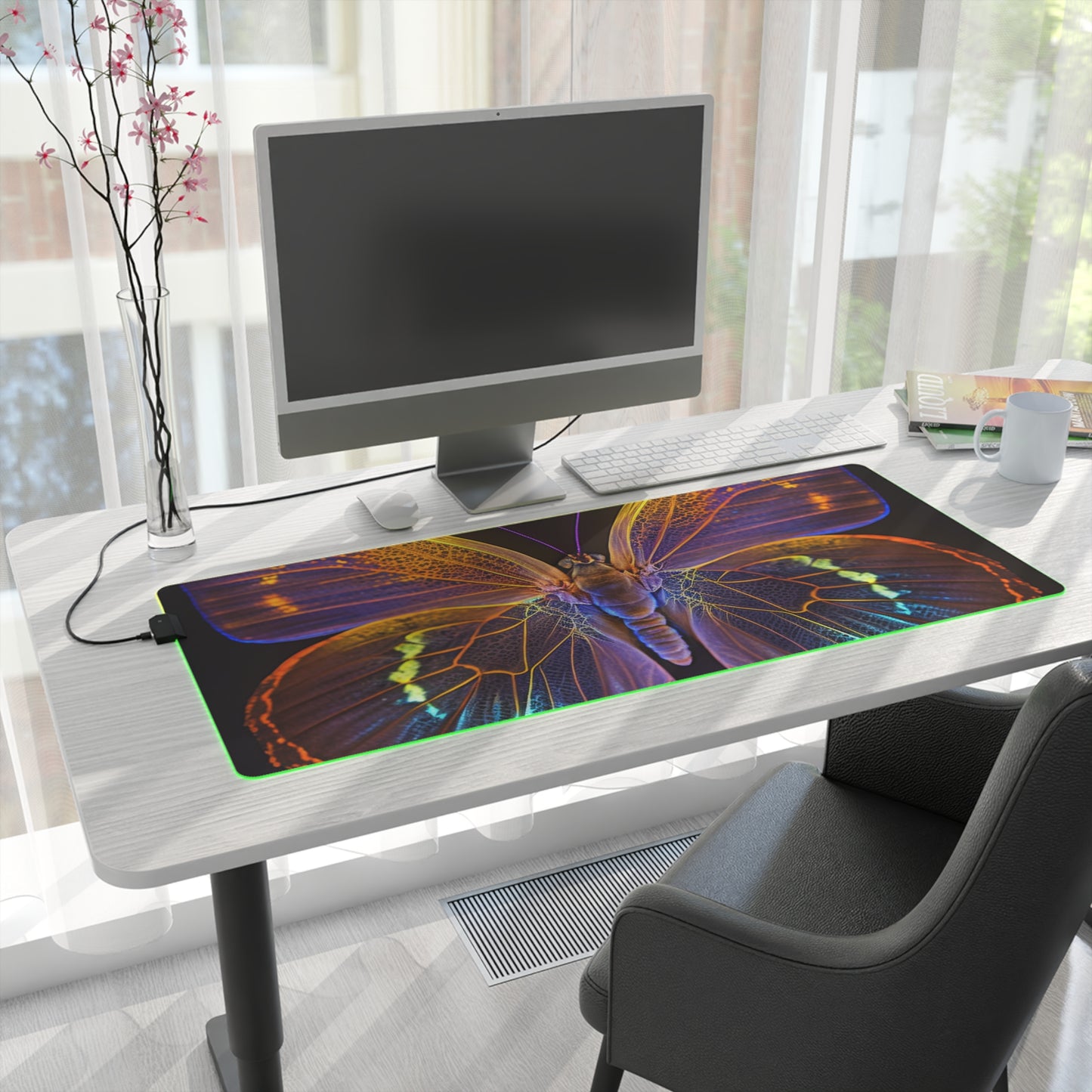 LED Gaming Mouse Pad Neon Butterfly Flair 2