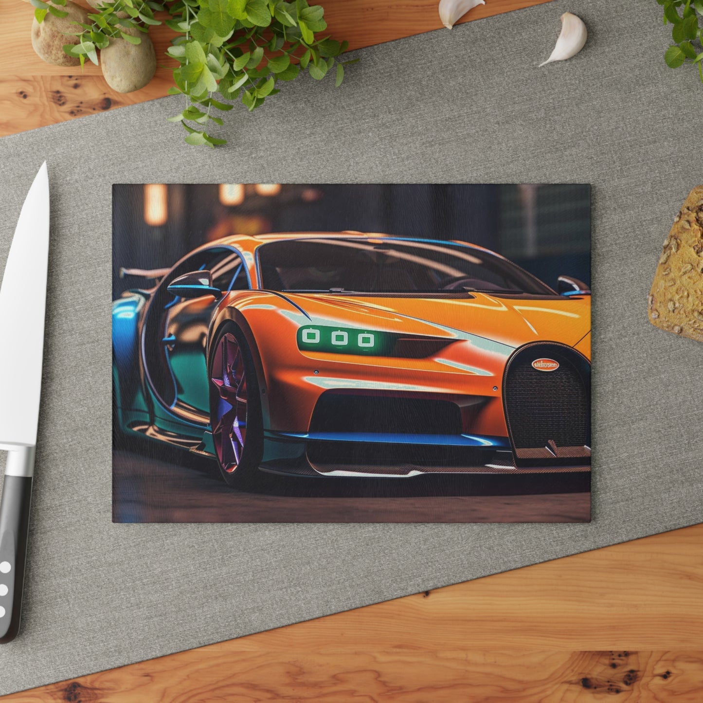 Glass Cutting Board Hyper Bugatti Neon Chiron 1