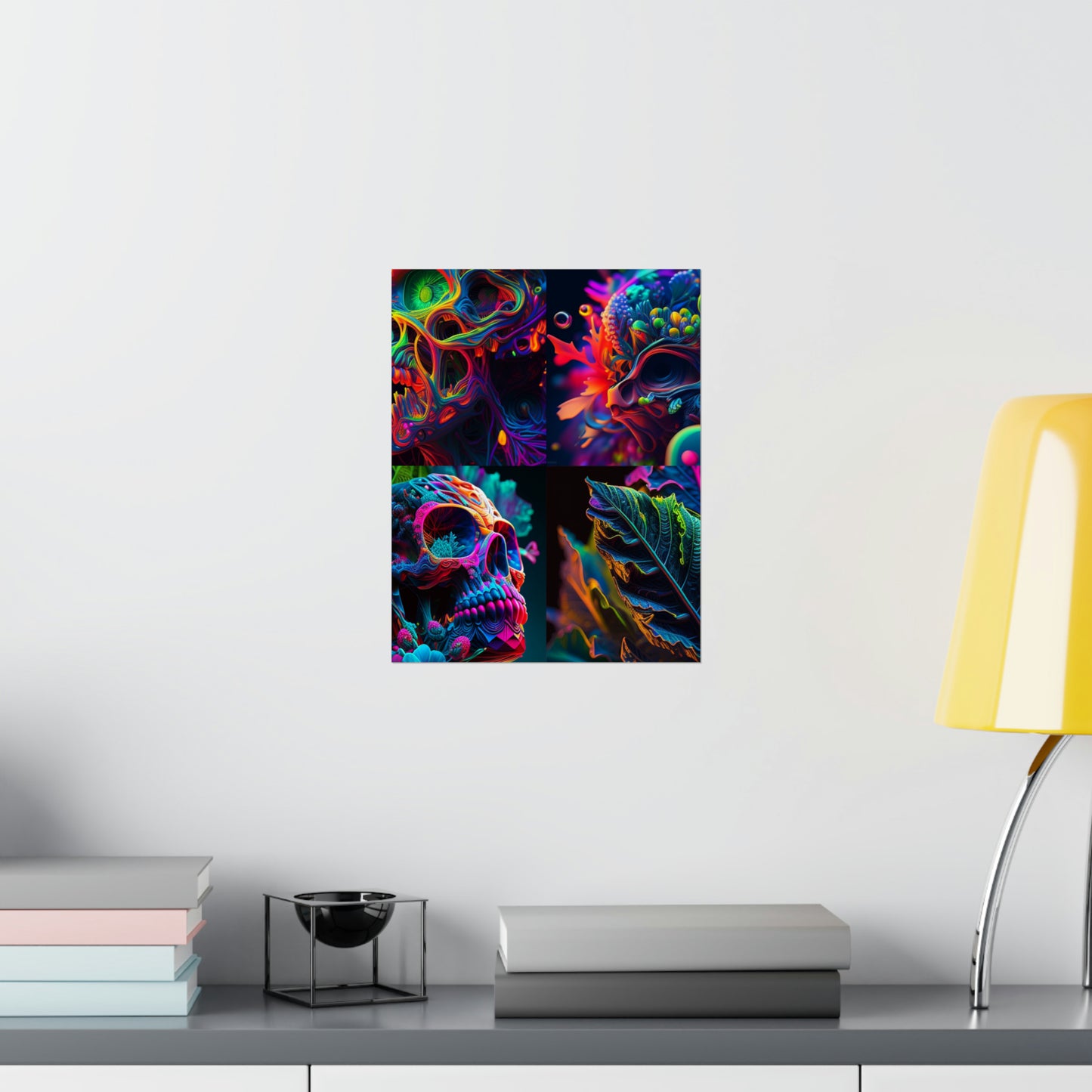 Premium Matte Vertical Posters Florescent Skull Death 5