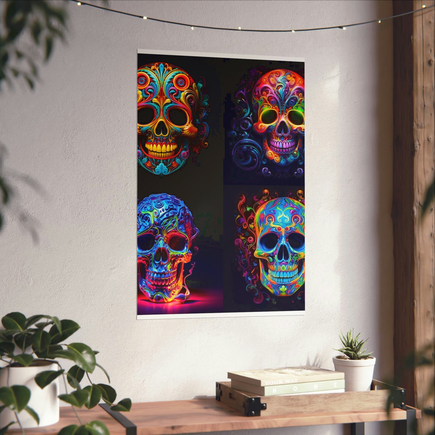 Premium Matte Vertical Posters Macro Skull Color 5