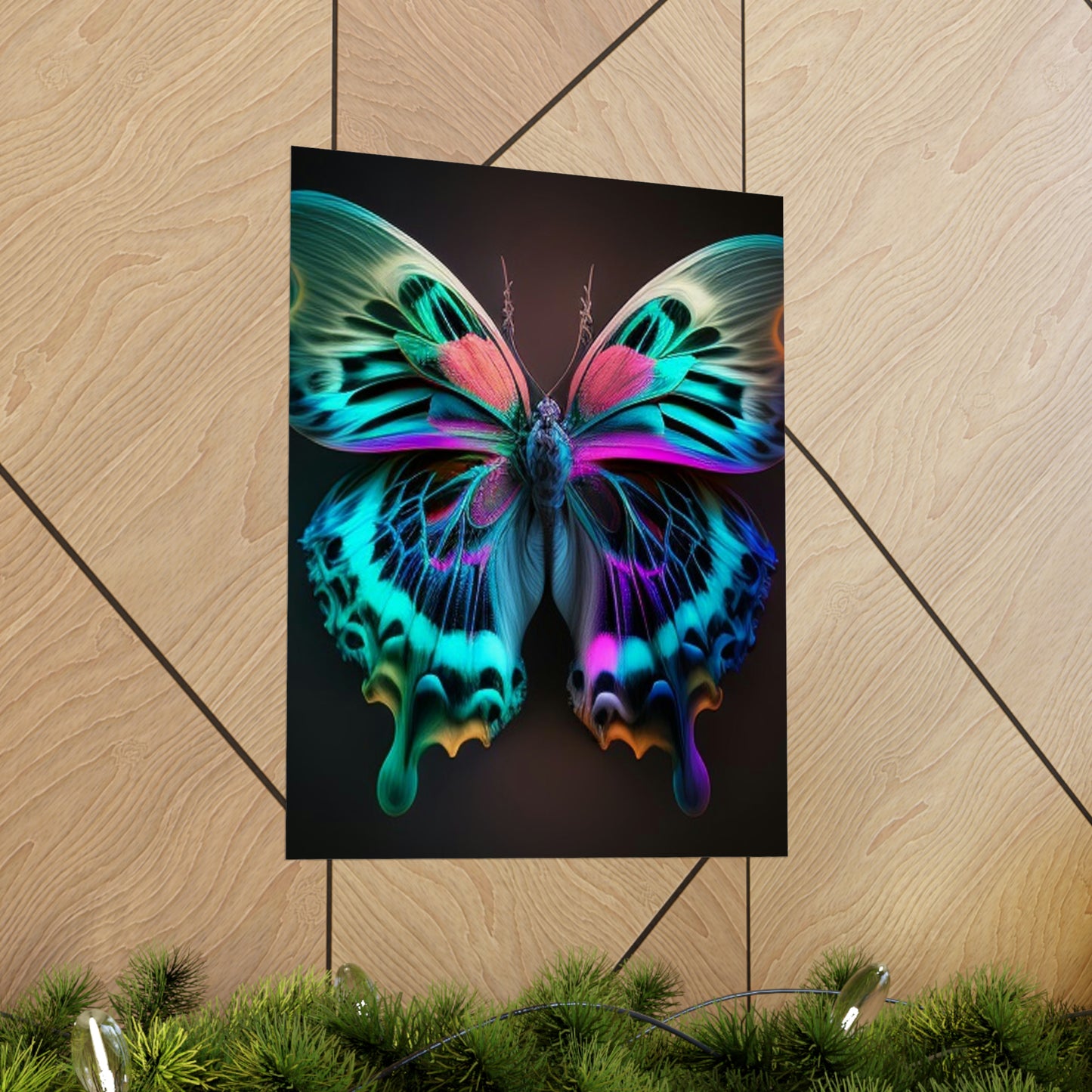 Premium Matte Vertical Posters Neon Butterfly Fusion 1