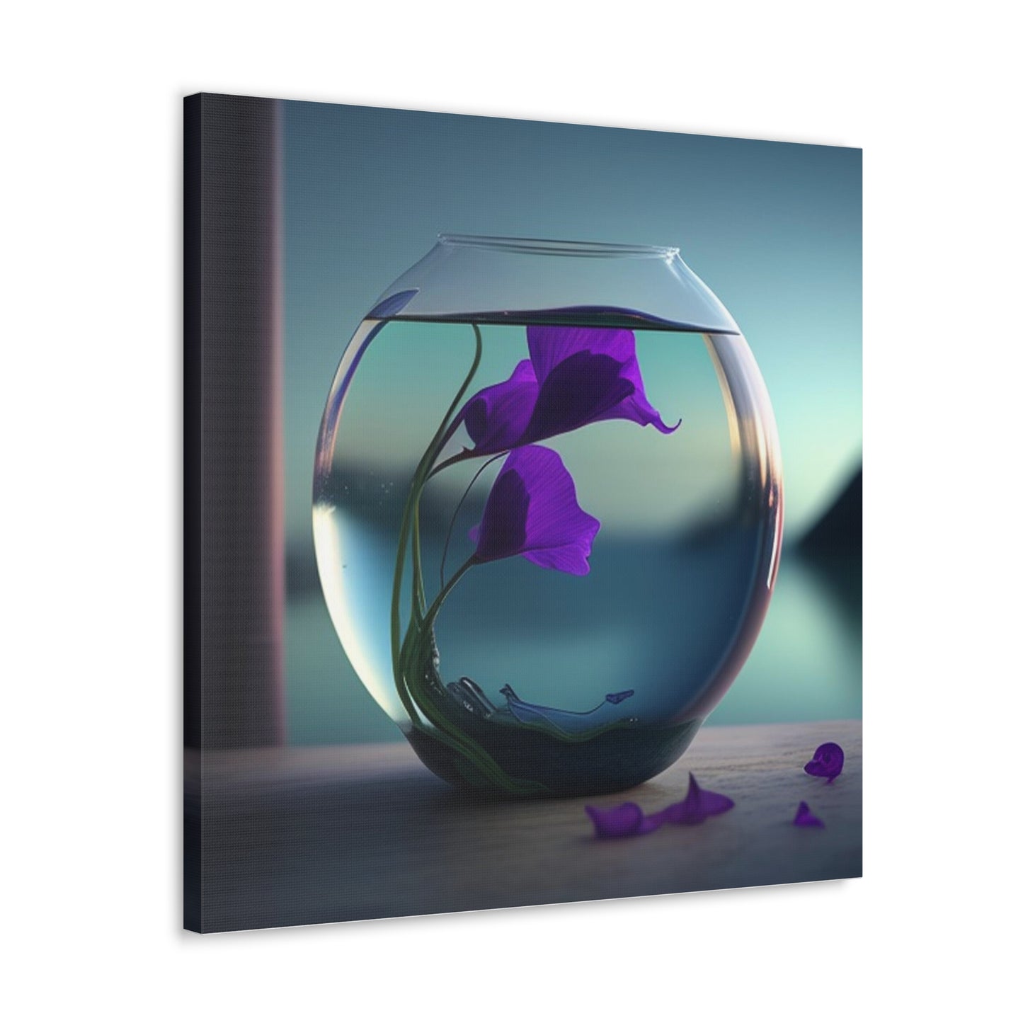 Canvas Gallery Wraps Purple Sweet pea in a vase 2