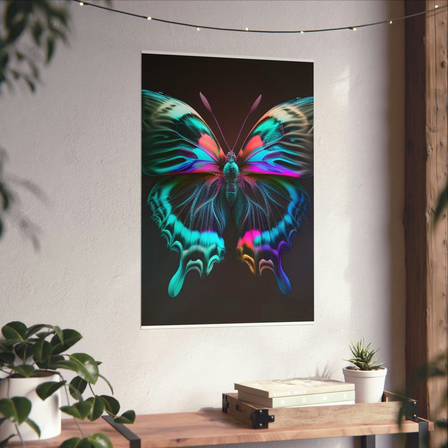 Premium Matte Vertical Posters Neon Butterfly Fusion 3