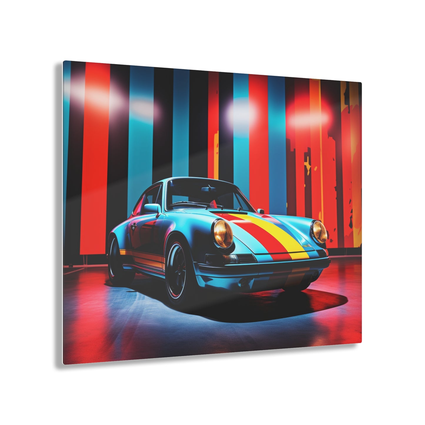 Acrylic Prints Macro American Flag Porsche 3