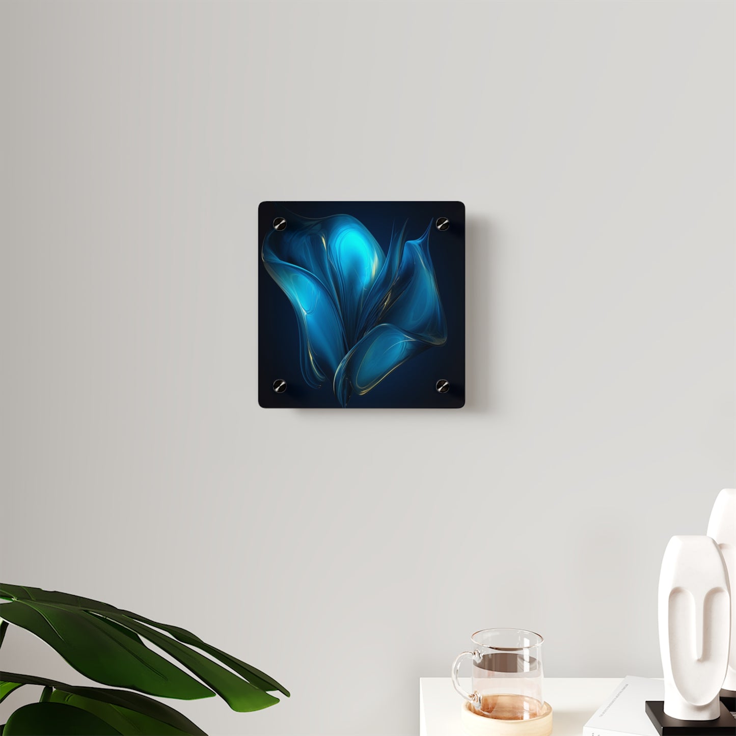 Acrylic Wall Art Panels Abstract Blue Tulip 2