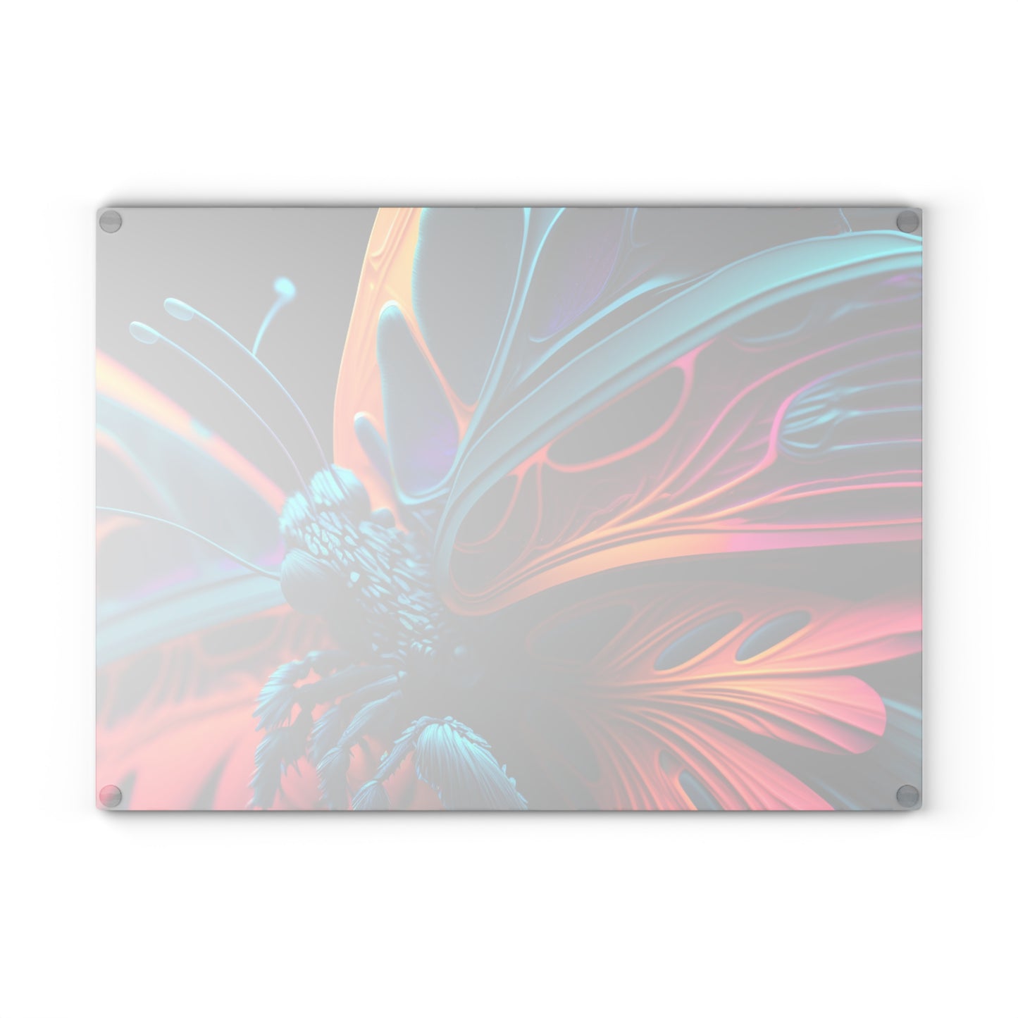 Glass Cutting Board Neon Butterfly Macro 4