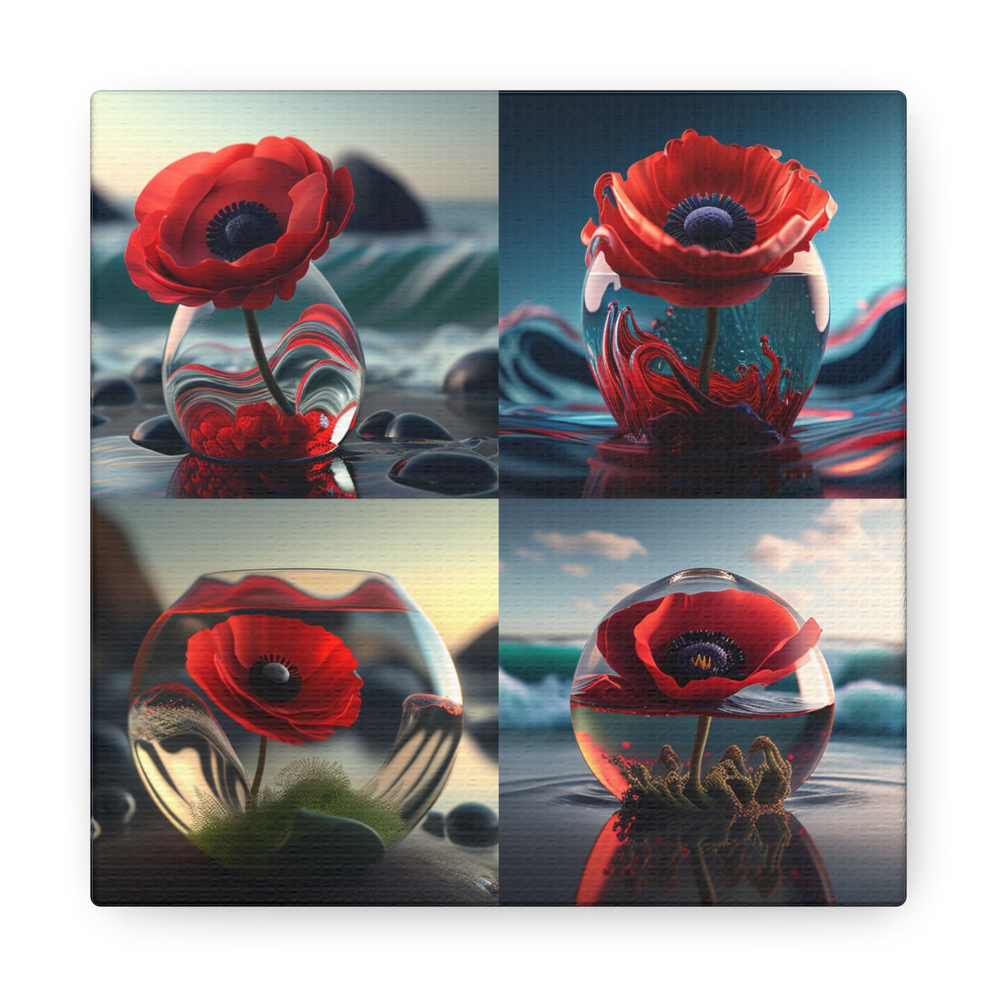 Canvas Gallery Wraps Red Anemone in a Vase 5