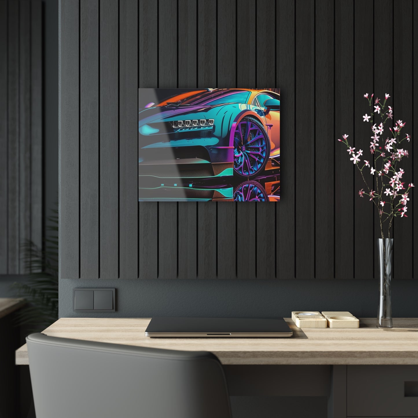 Acrylic Prints Bugatti Neon Chiron 1